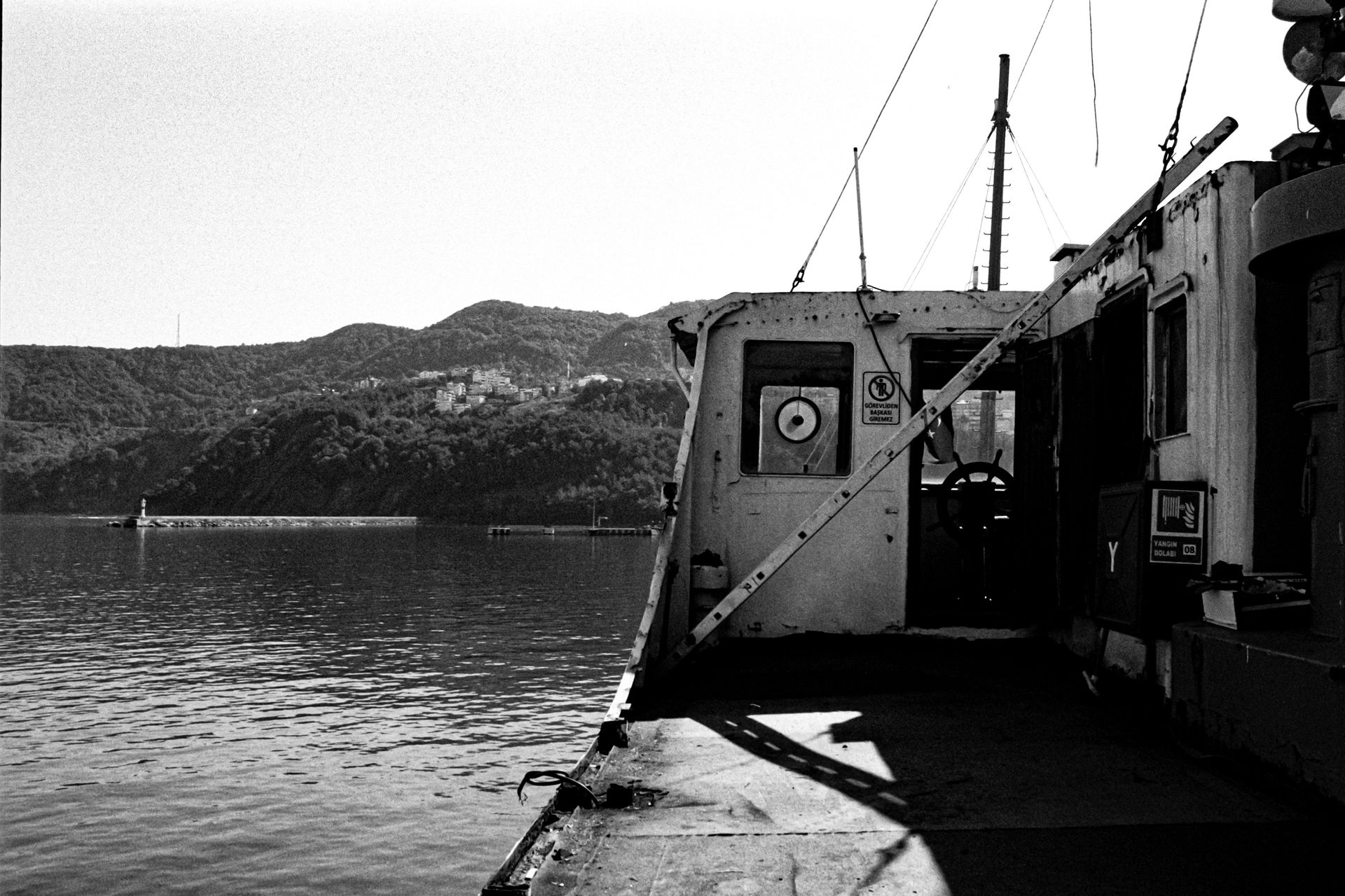 Black and White Boat View in Amasra, Turkey