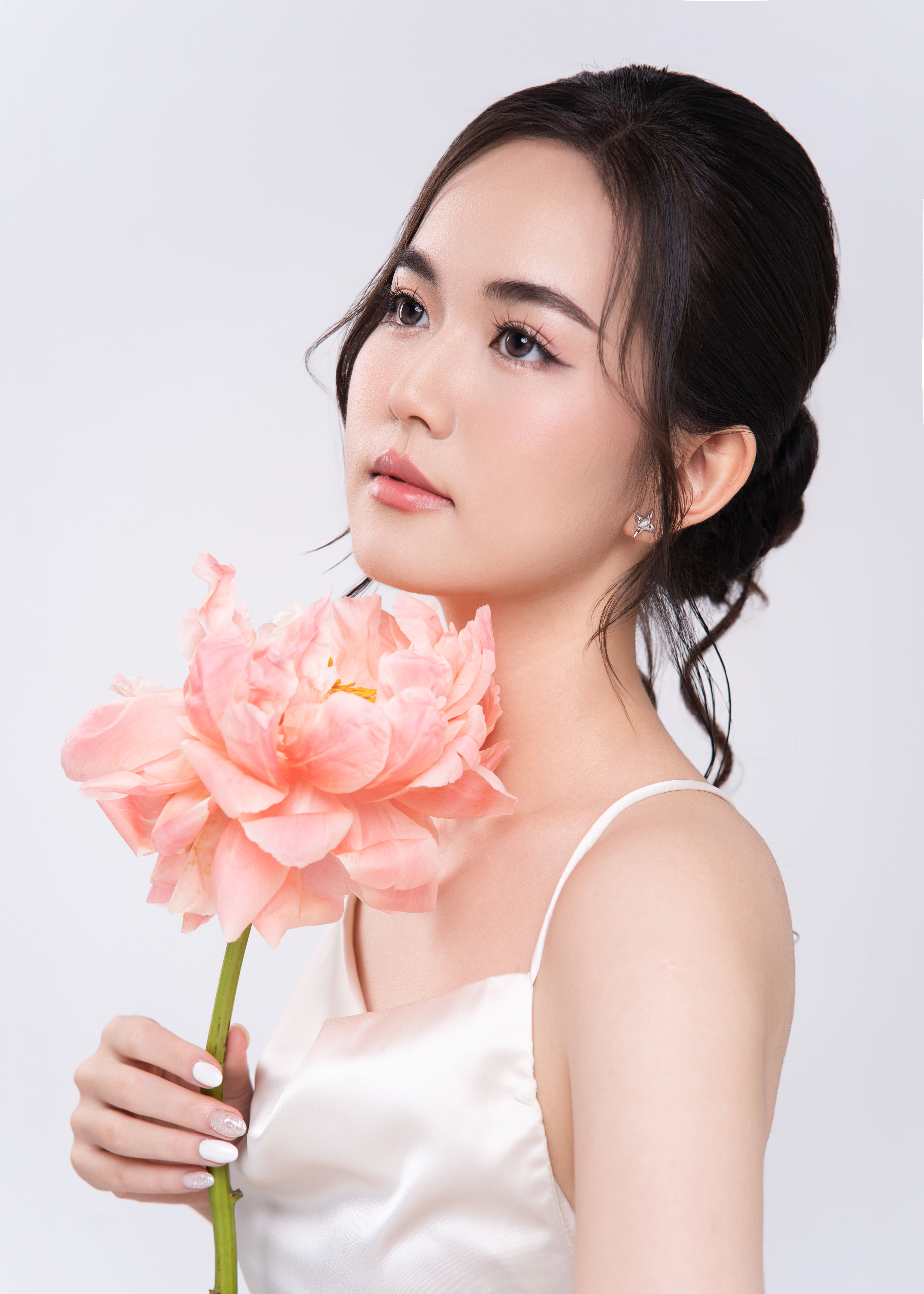 Elegant Portrait of Woman with Pink Peony · Free Stock Photo