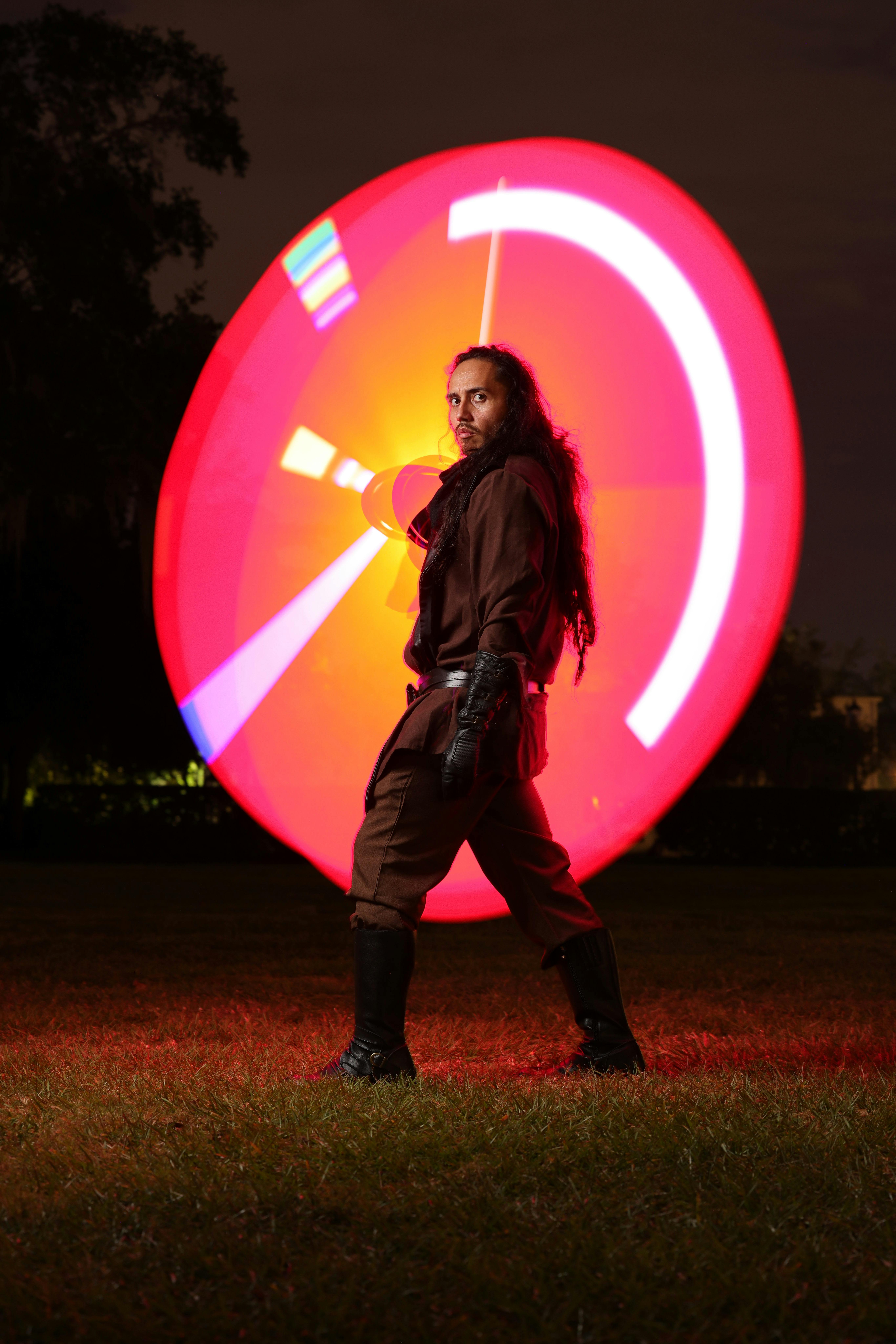 Striking long exposure shot with vibrant light effects in Winter Park, FL.