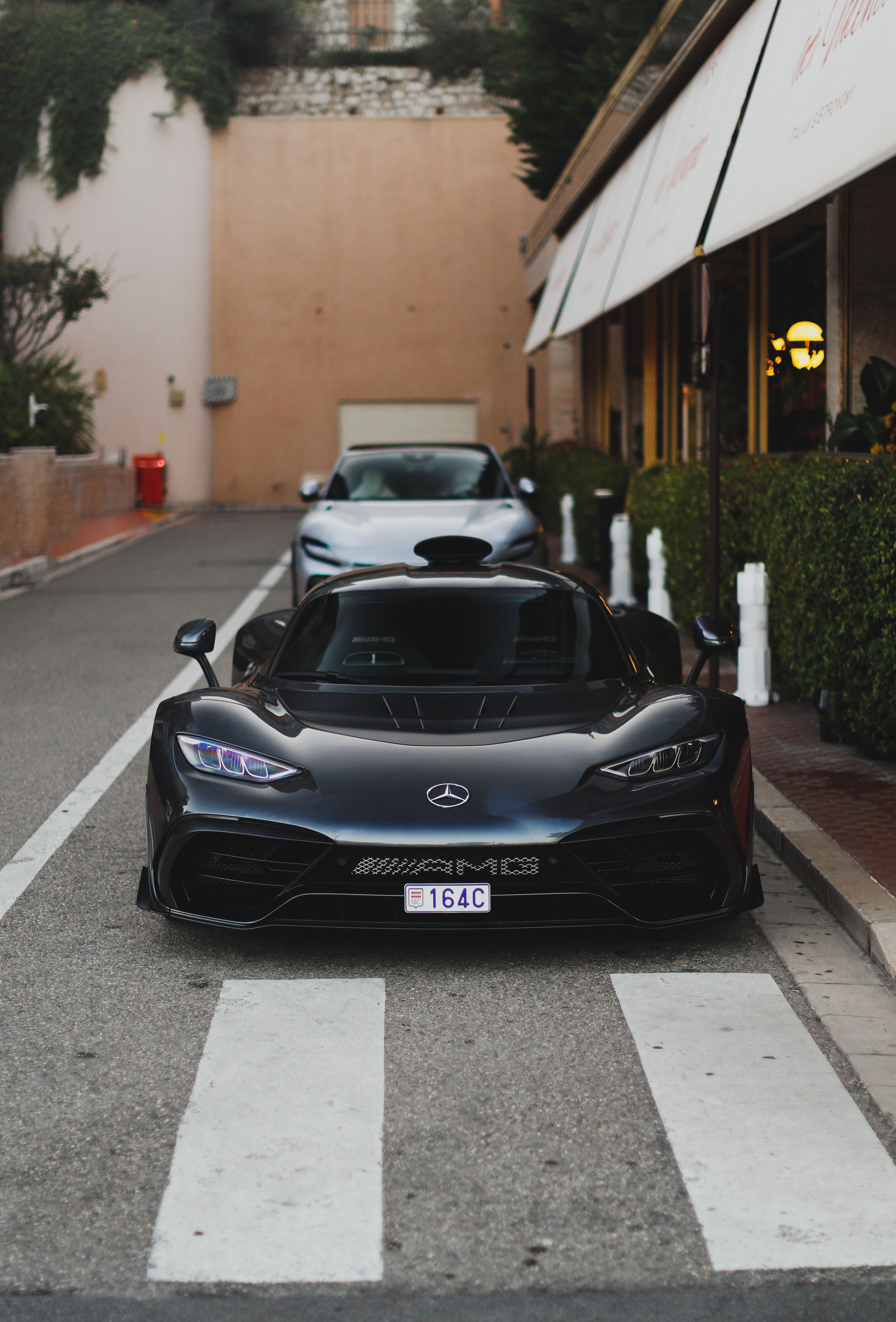 A sleek exotic supercar on an urban street