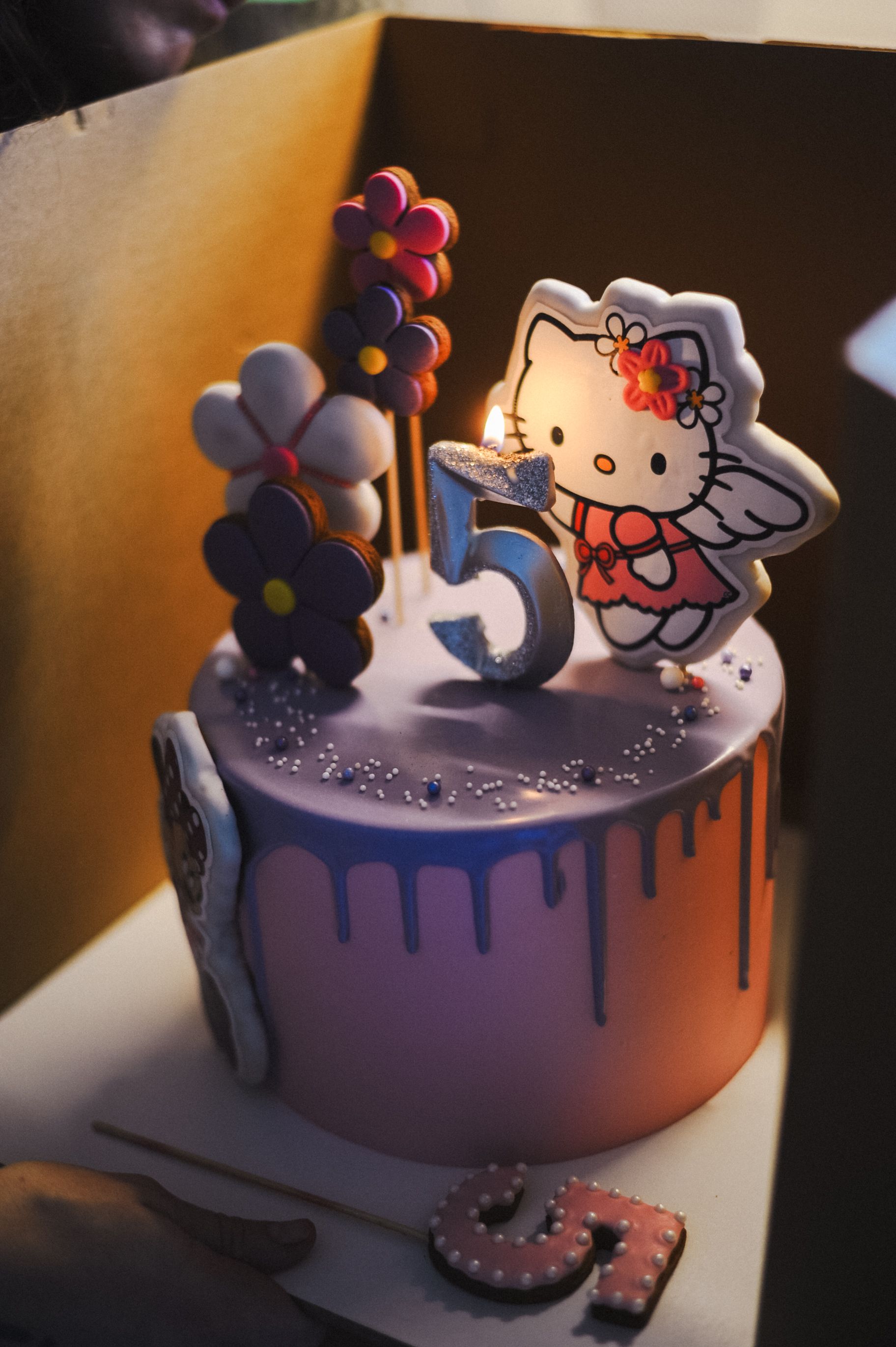 Celebrate with a charming Hello Kitty-themed cake for a 5th birthday party.