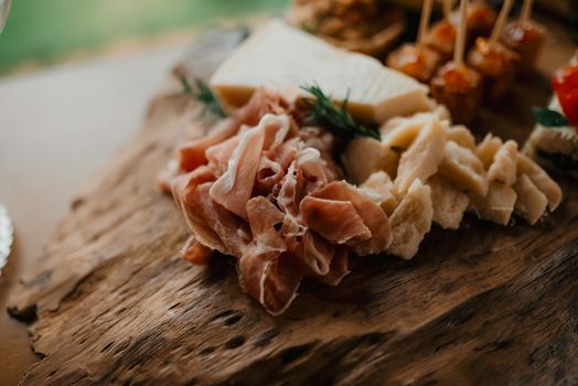 Gourmet Cheese and Prosciutto Platter Close-up