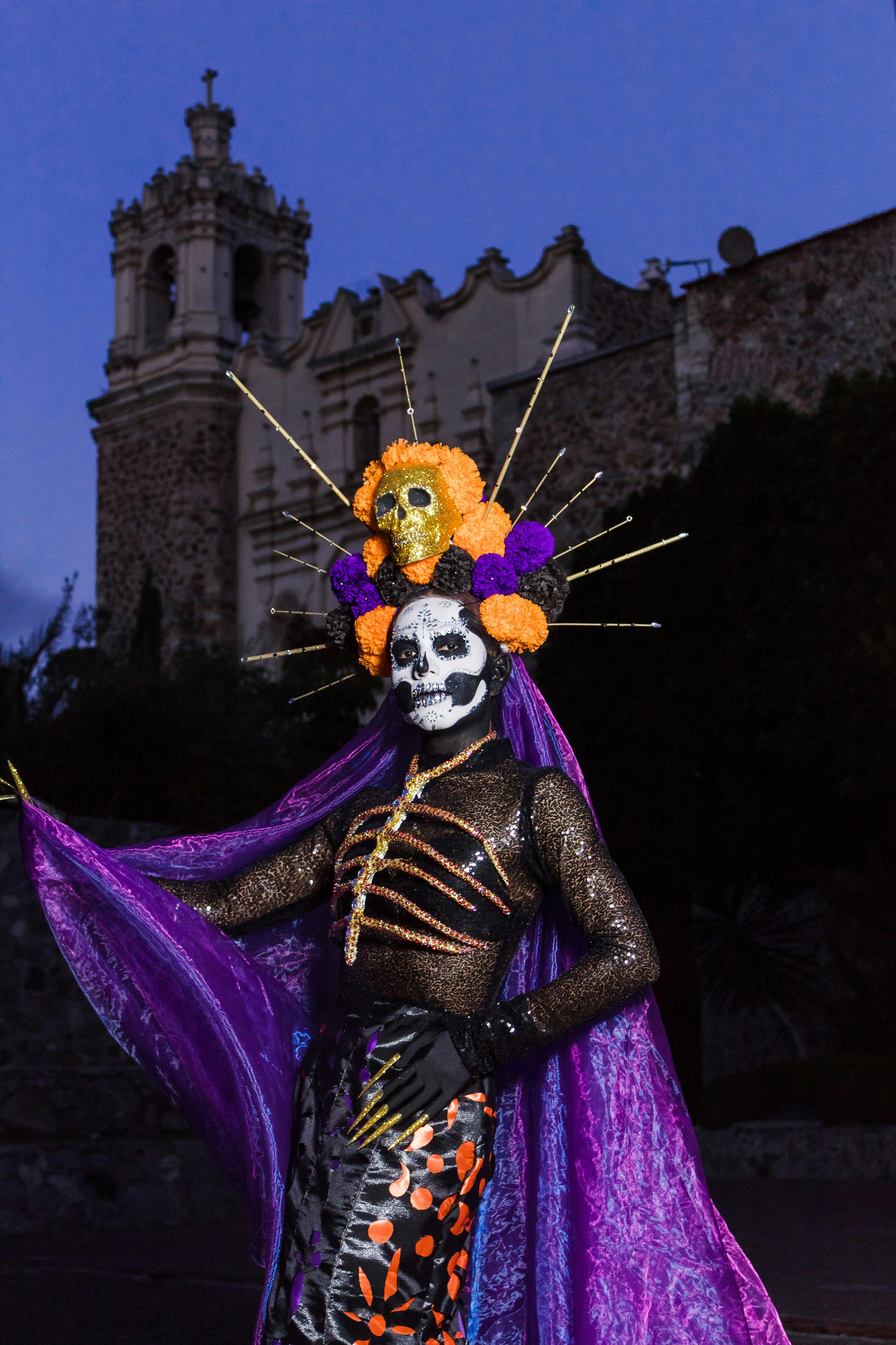 day of the dead catrina in traditional costume