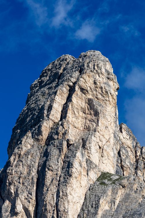 Free Stunning rock pinnacle against clear blue sky in Italian Dolomites. Stock Photo