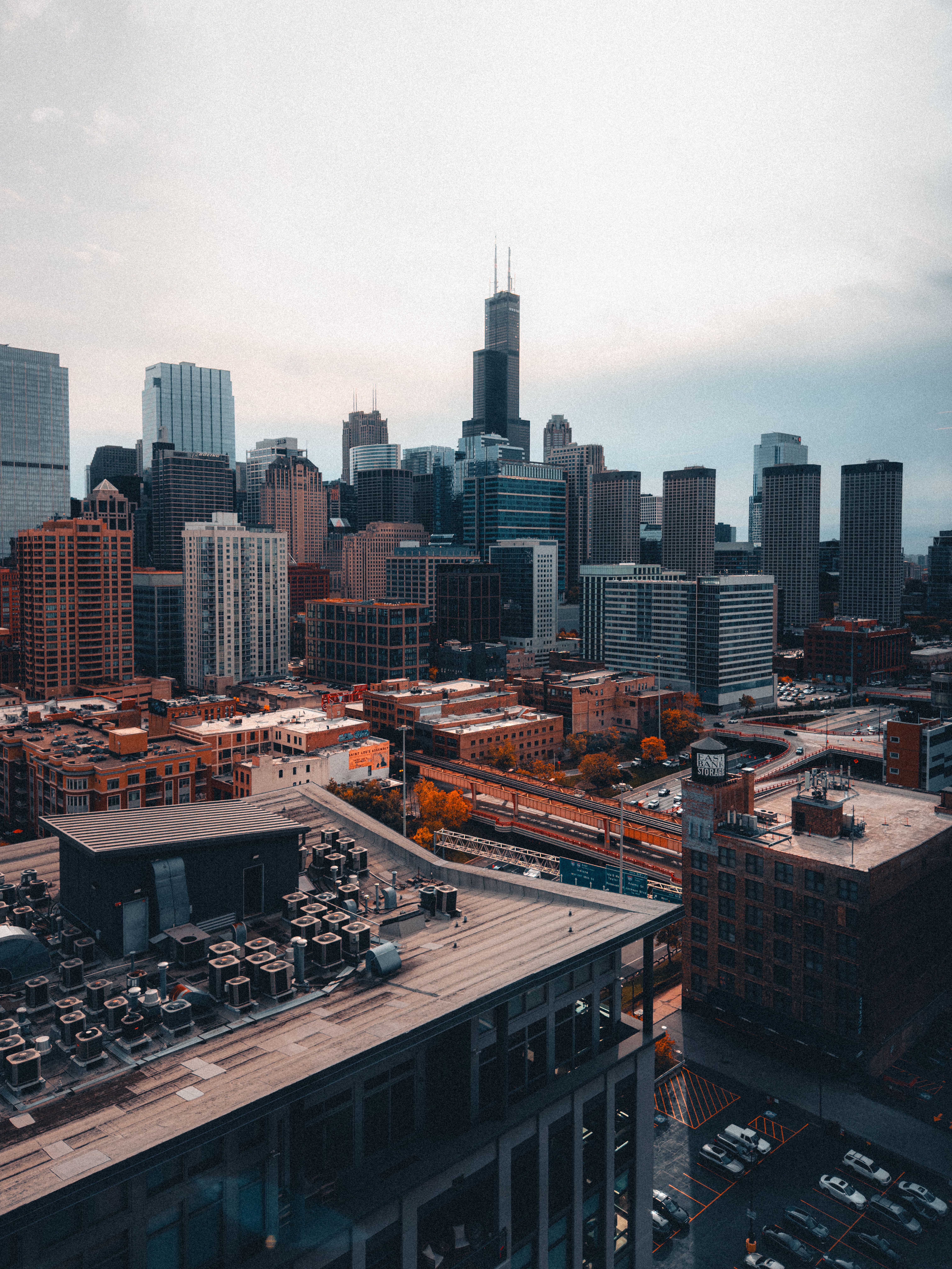 Aerial View of Chicago Skyline Featuring Willis Tower · Free Stock Photo