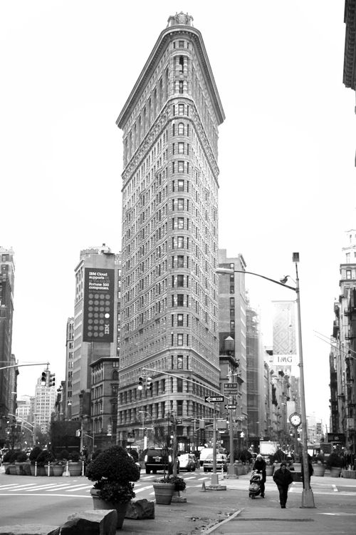 Free Monochrome view of the historic Flatiron Building in New York City. Stock Photo