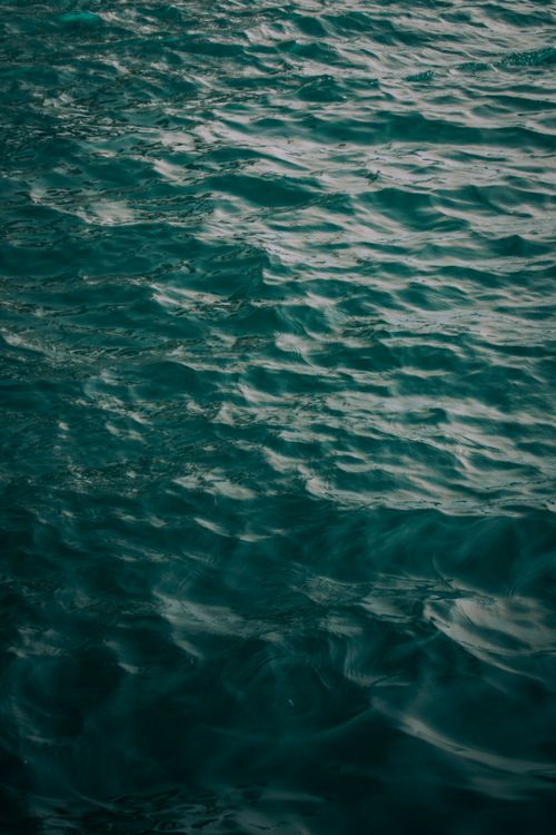 Free A serene view of dark green ocean waves with subtle ripple patterns. Stock Photo