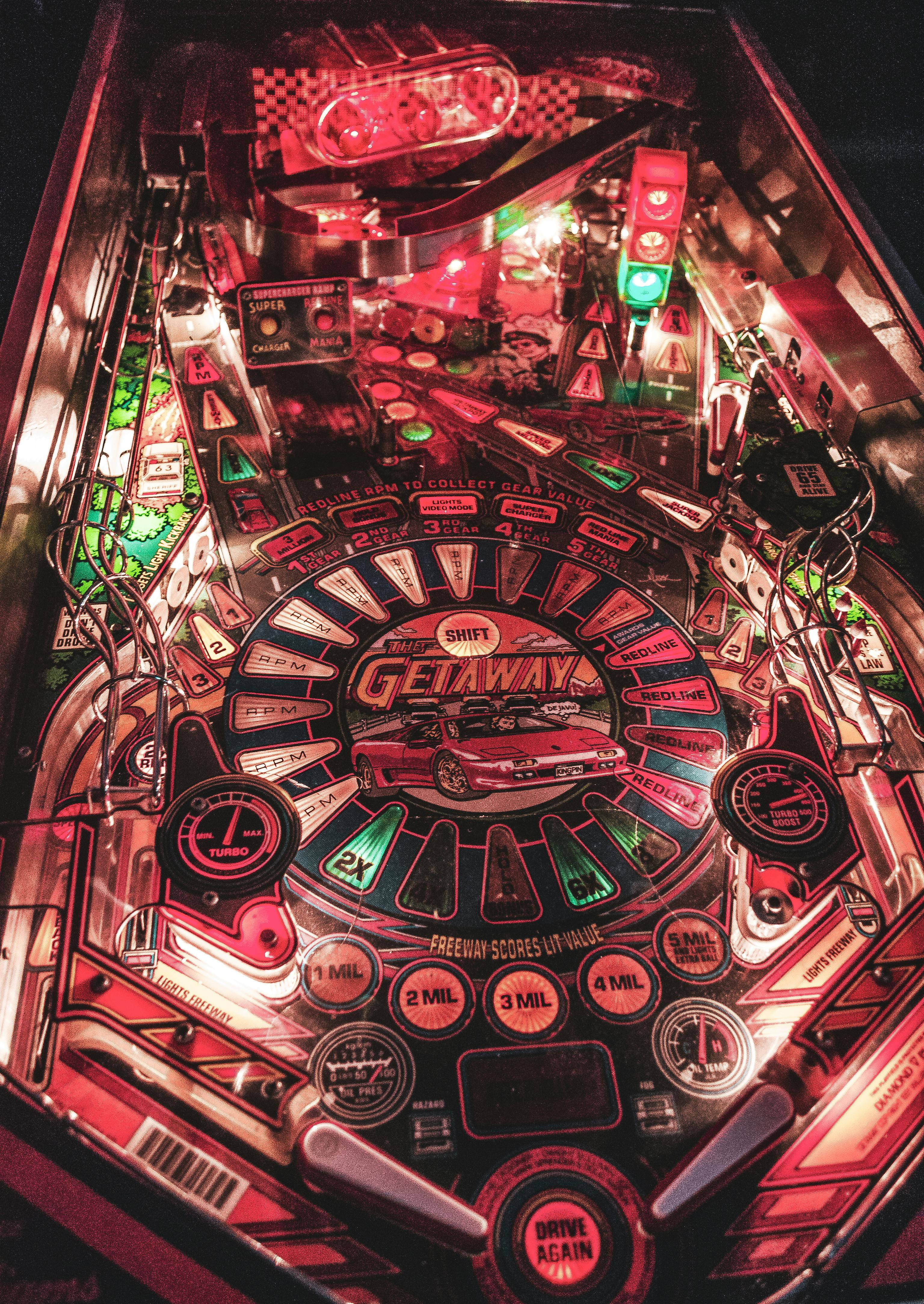 close up photo of a pinball machine