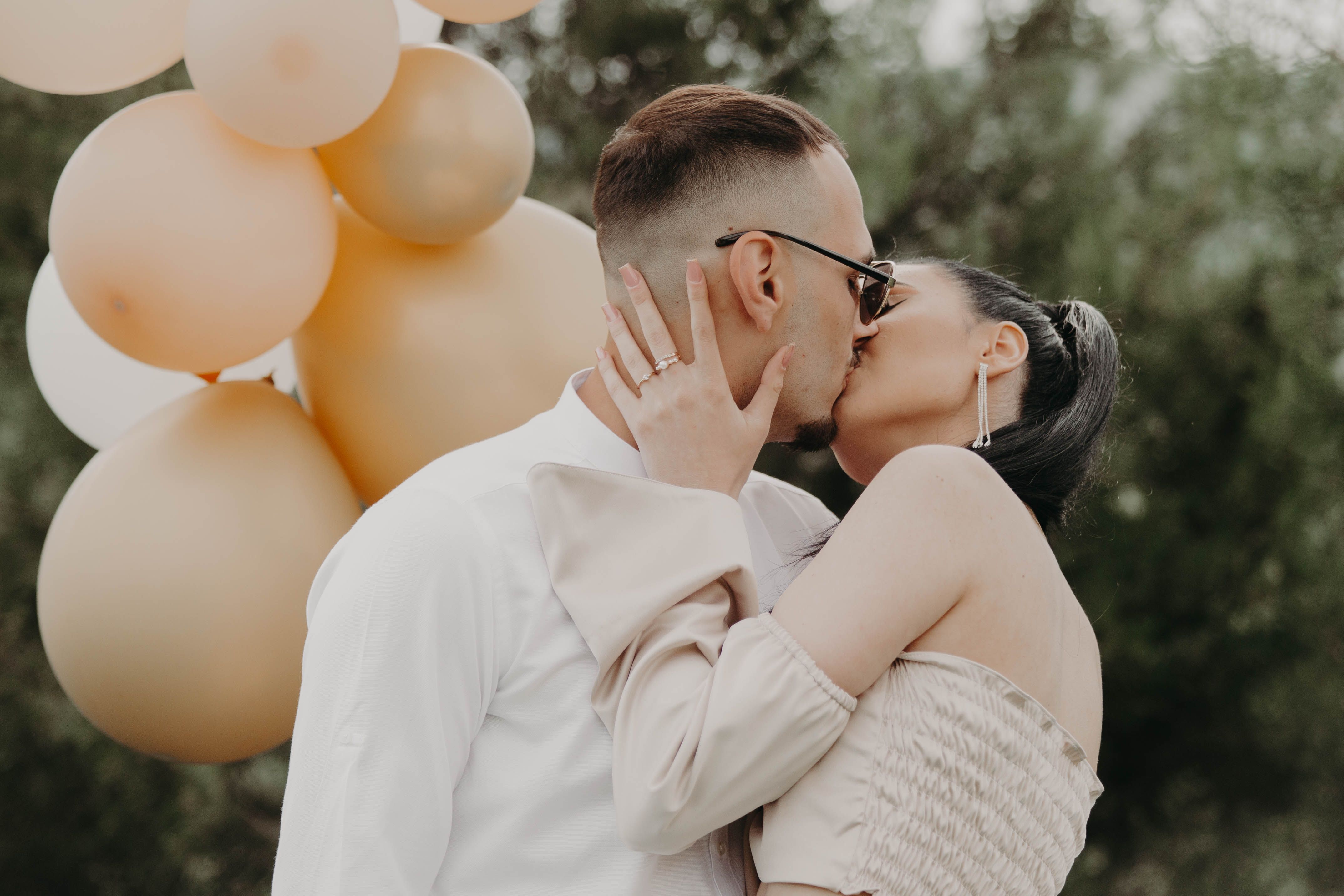 Friends celebrating at a styled engagement party