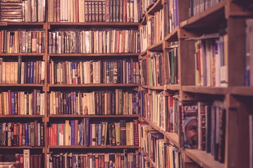 Kostenlos Bücher In Regalen In Der Bibliothek Stock-Foto