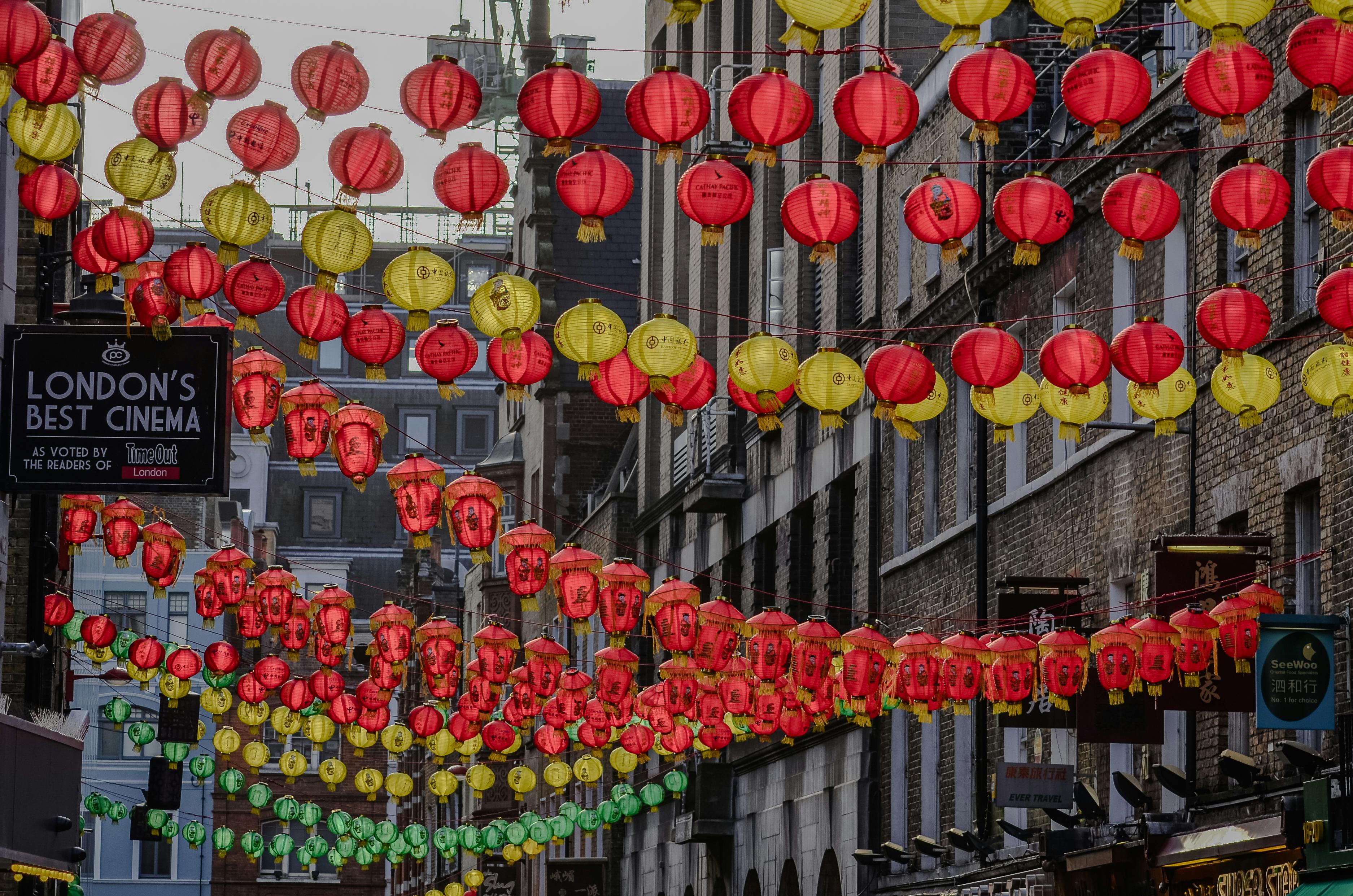 Vibrant Chinese Lanterns Adorning London's Chinatown