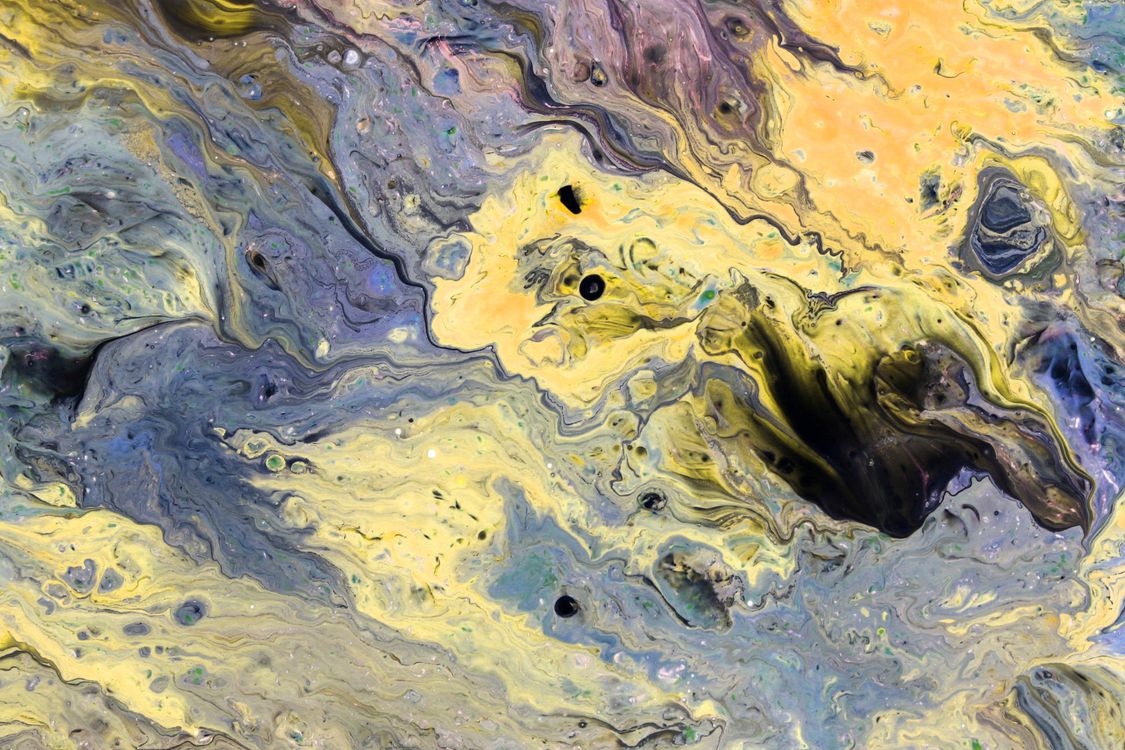 Abstract Fluid Art in Vibrant Yellow and Blue Hues · Free Stock Photo