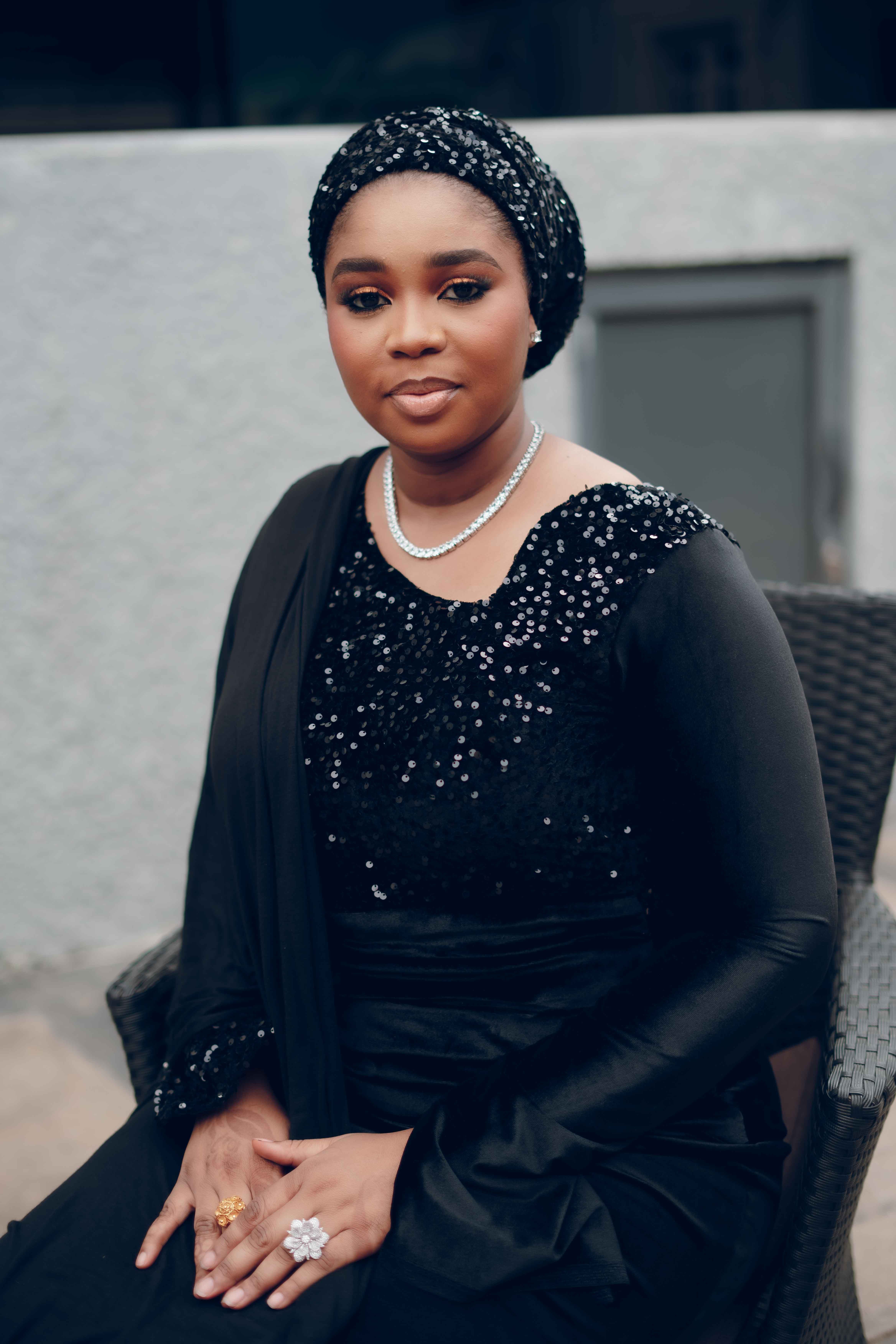 Elegant Woman in Black Sequin Dress Portrait · Free Stock Photo