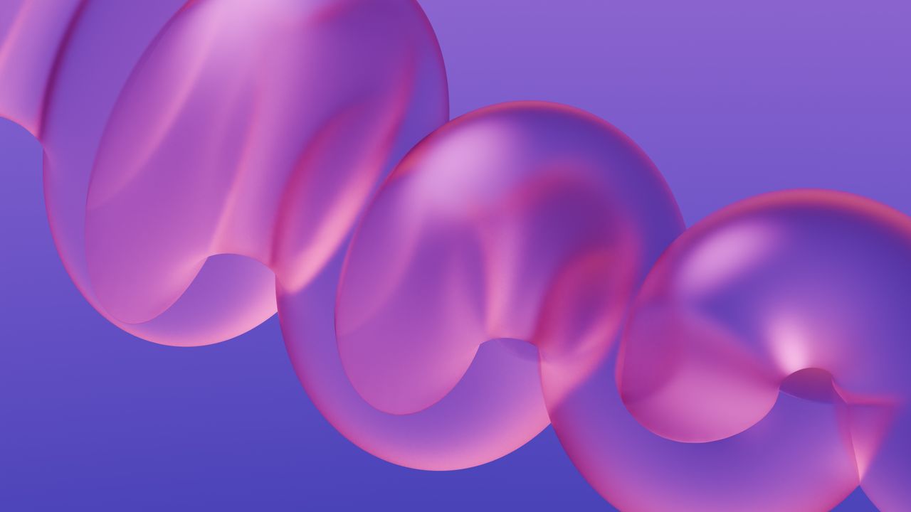 vibrant abstract 3d spiral design with colorful hues on a purple backd