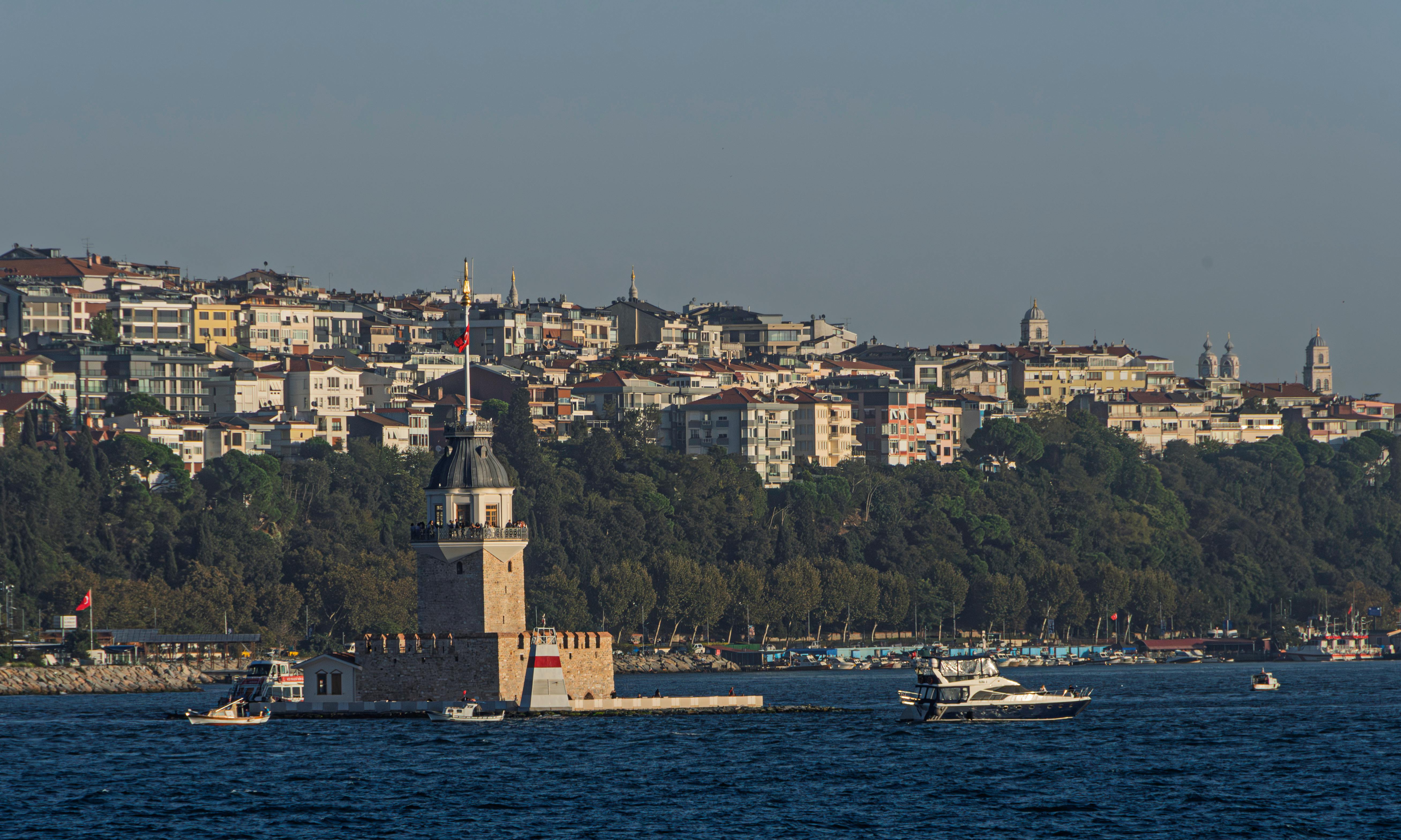 maiden s tower and istanbul cityscape at daytime