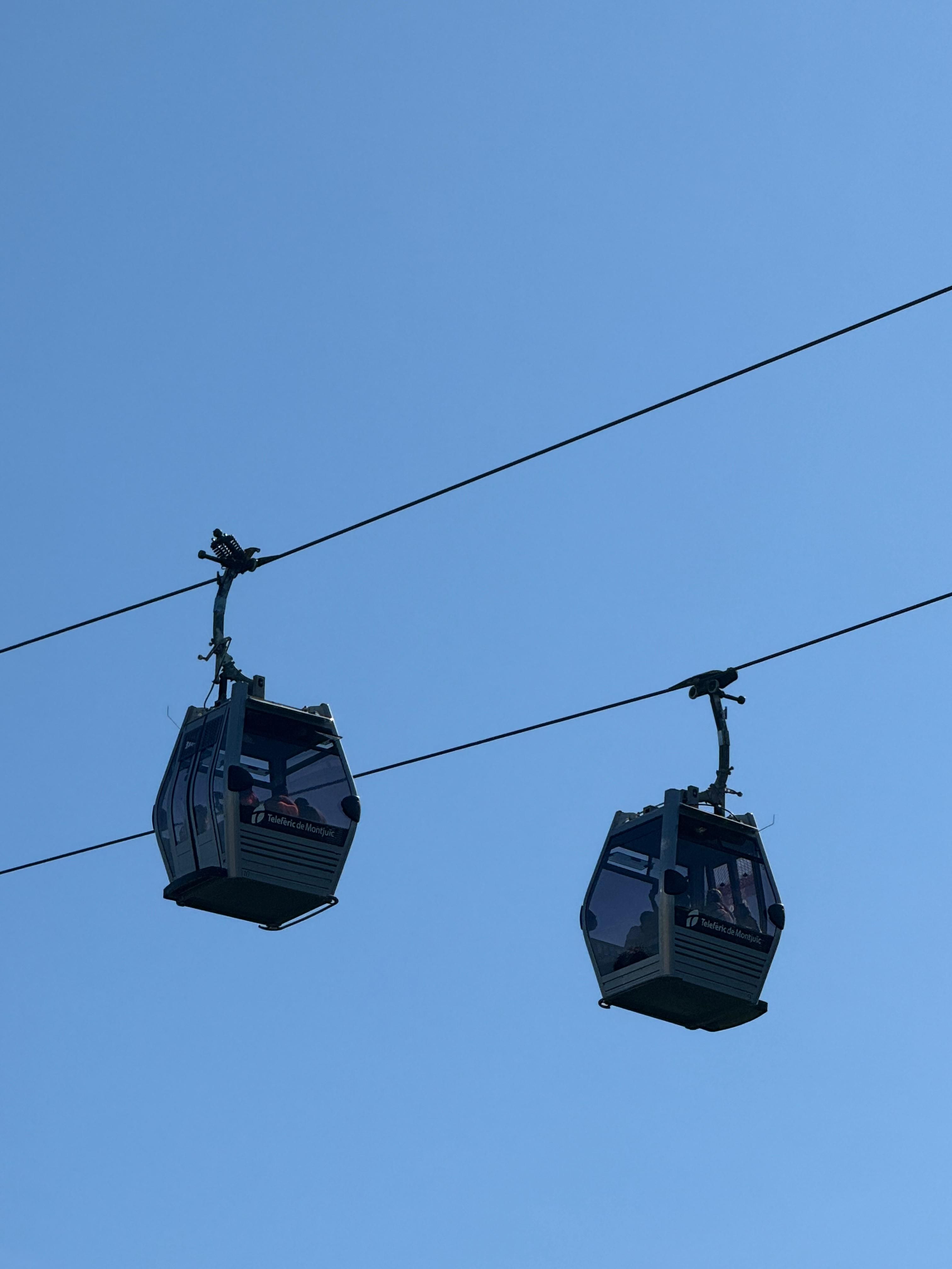 Cable Cars Against a Clear Blue Sky in Barcelona · Free Stock Photo