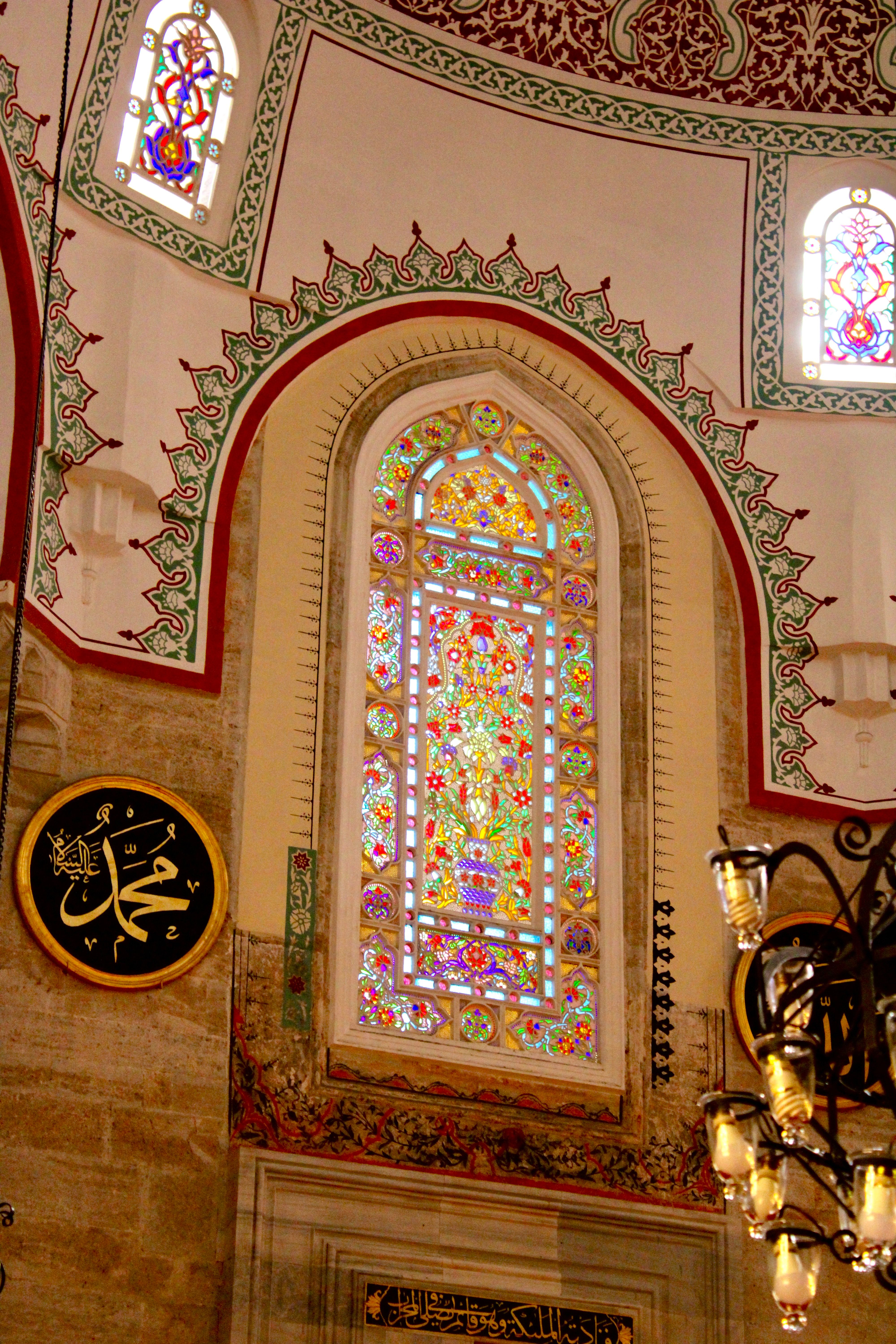 Ornate Stained Glass Window in Historical Mosque · Free Stock Photo