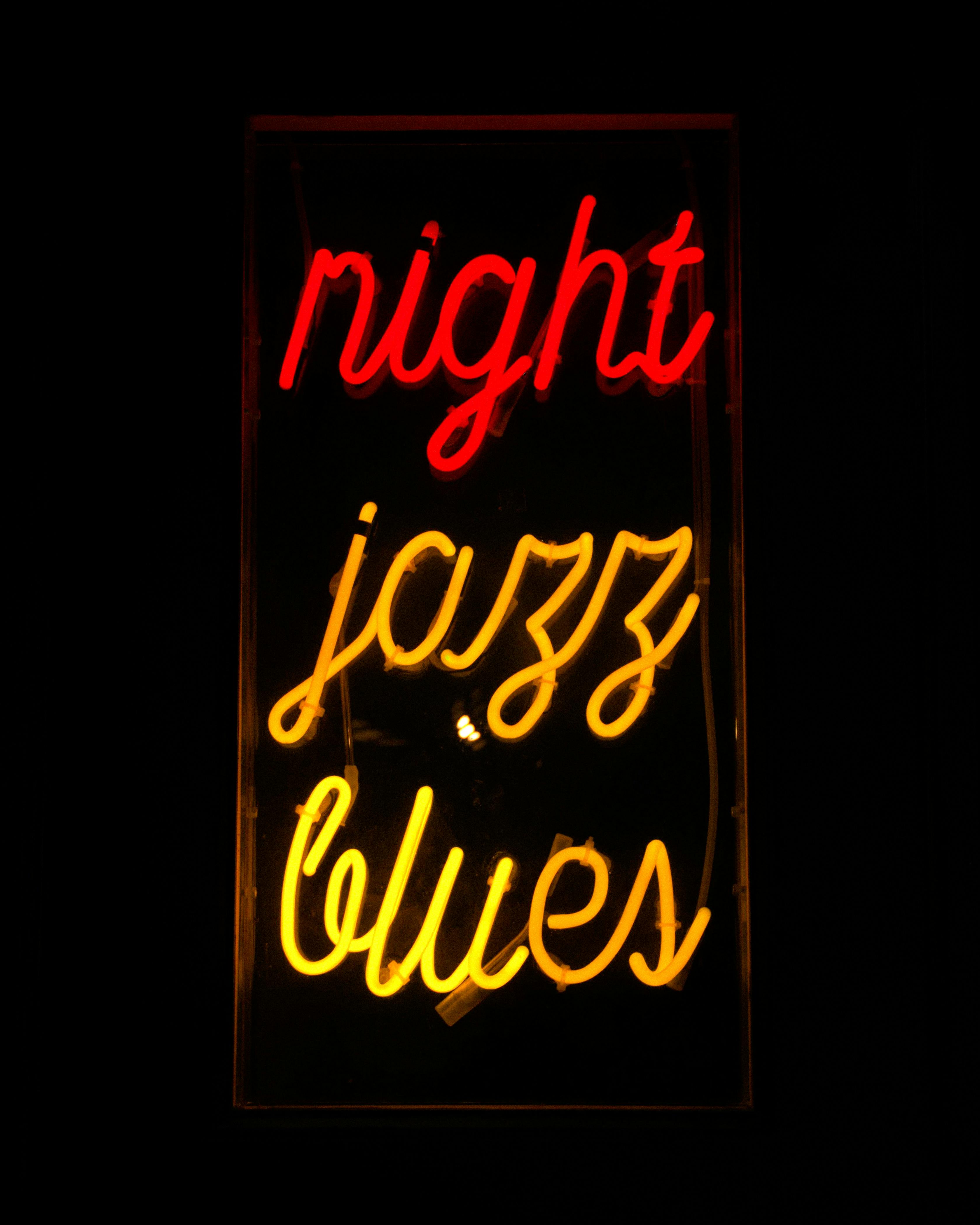 Night Jazz Blues Neon Signage · Free Stock Photo