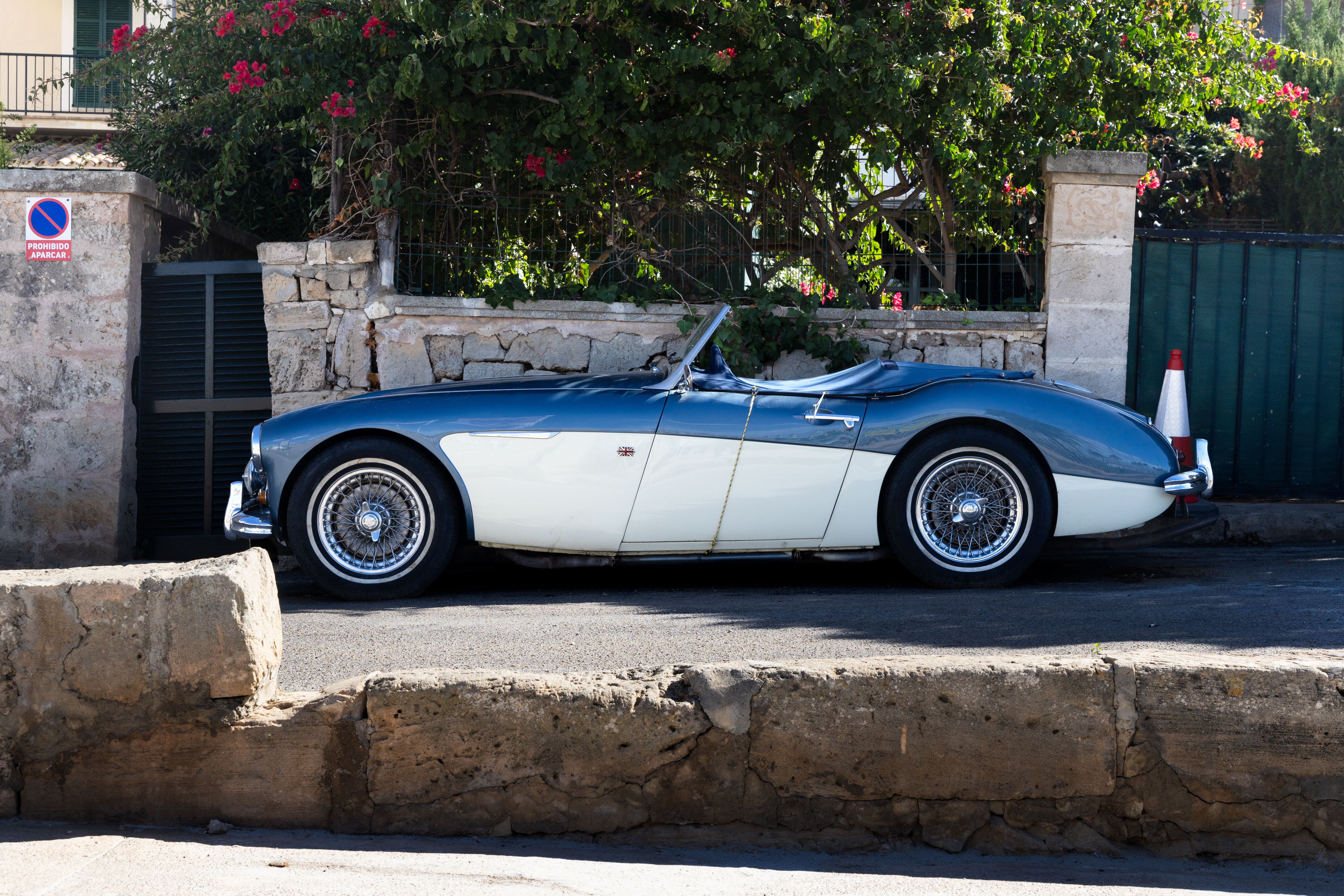 blue convertible luxury car