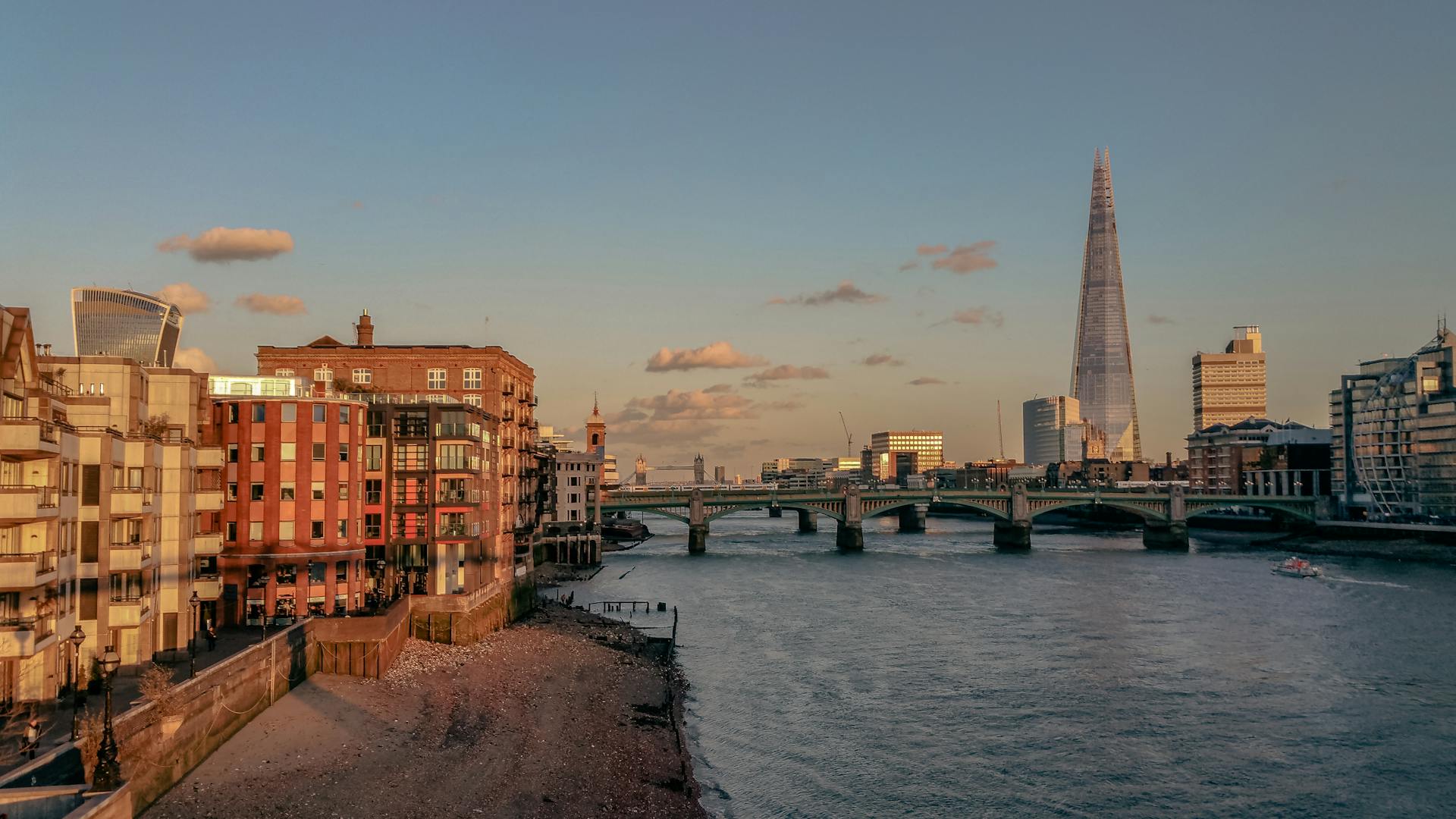 Sunset Over Thames with Iconic London Landmarks