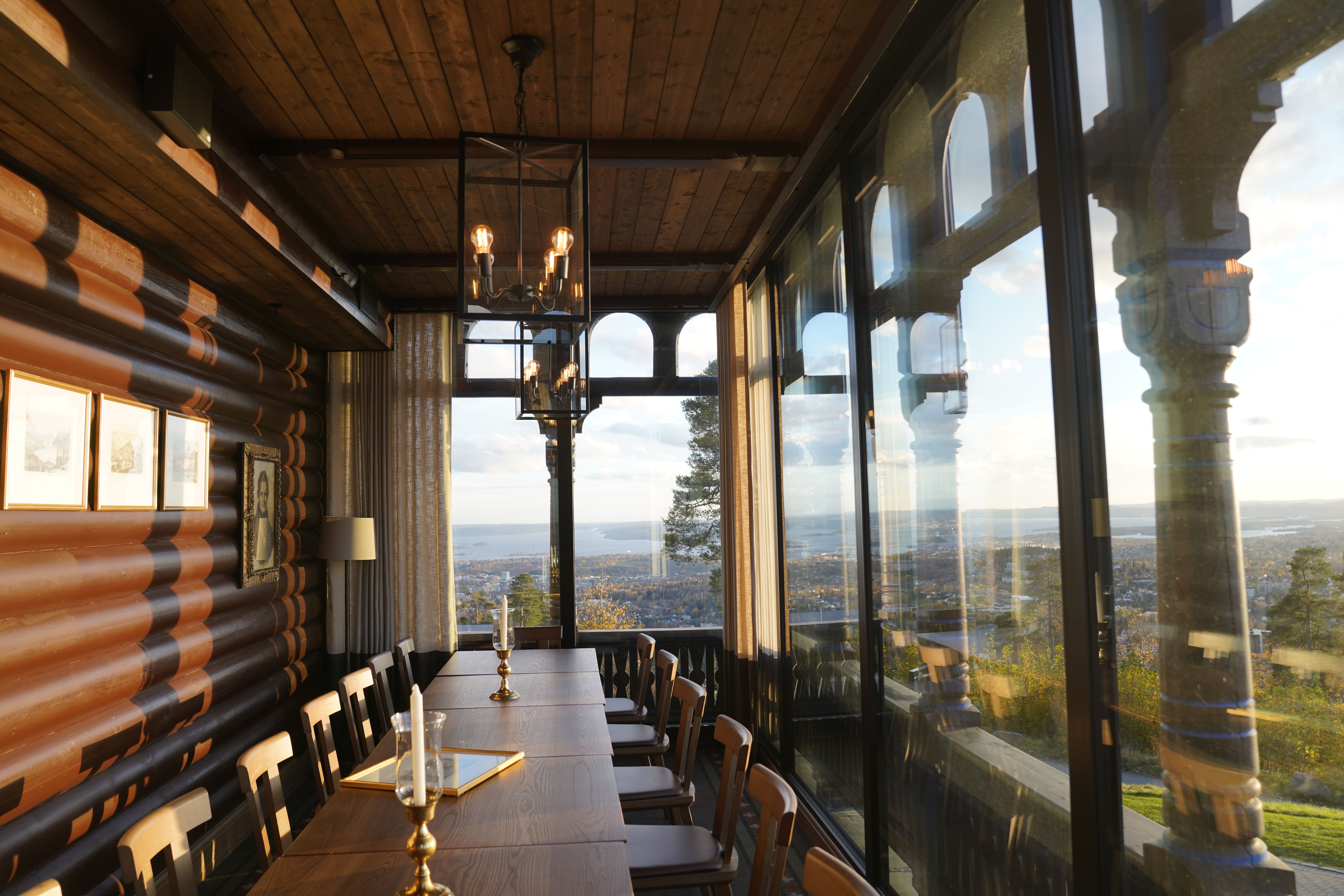 Rustic Dining Room with Scenic View