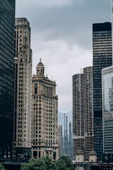 Stunning view of Chicago's urban skyline featuring historic and modern architecture.