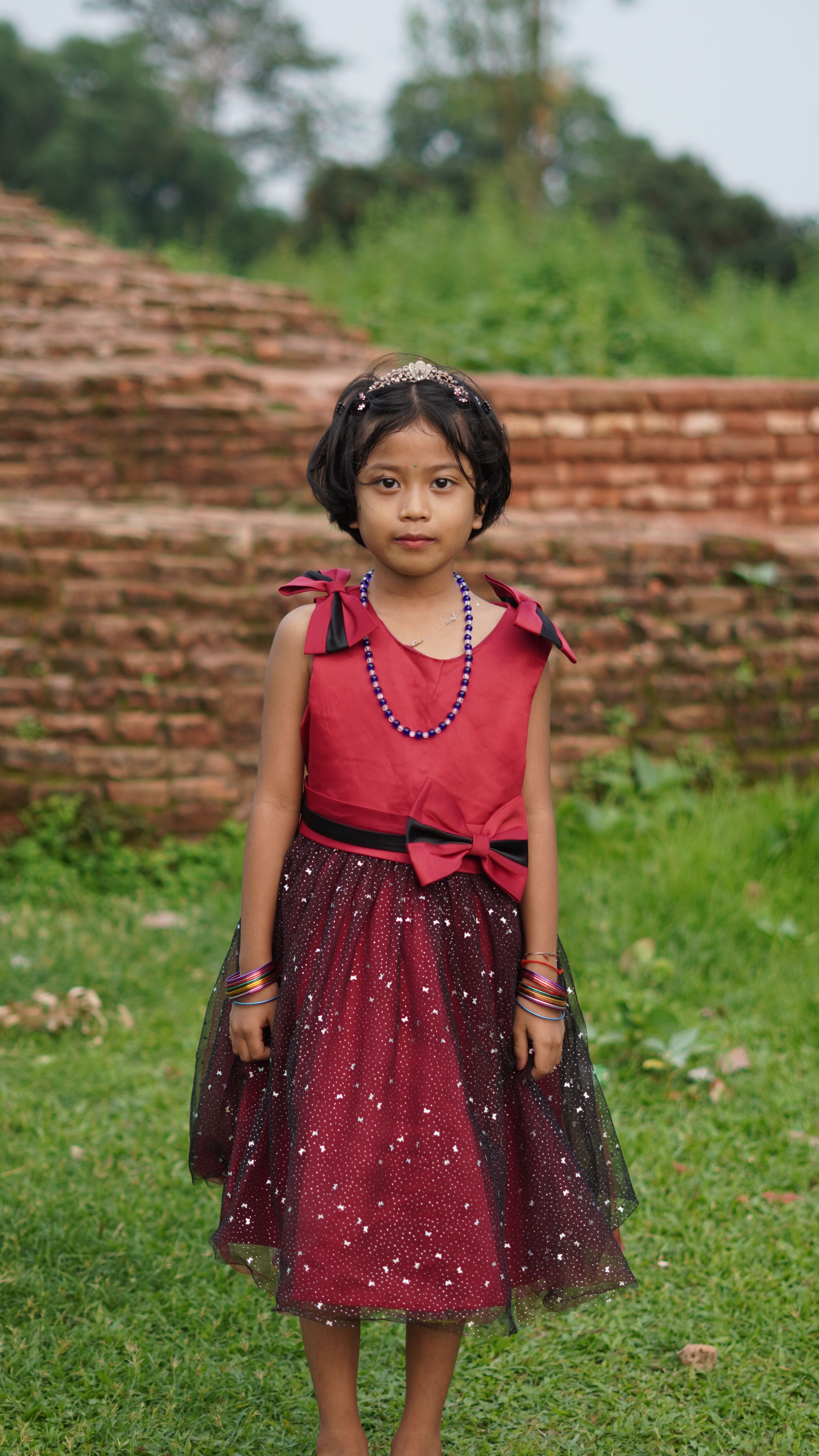Portrait of a Young Girl in Red Dress Outdoors · Free Stock Photo
