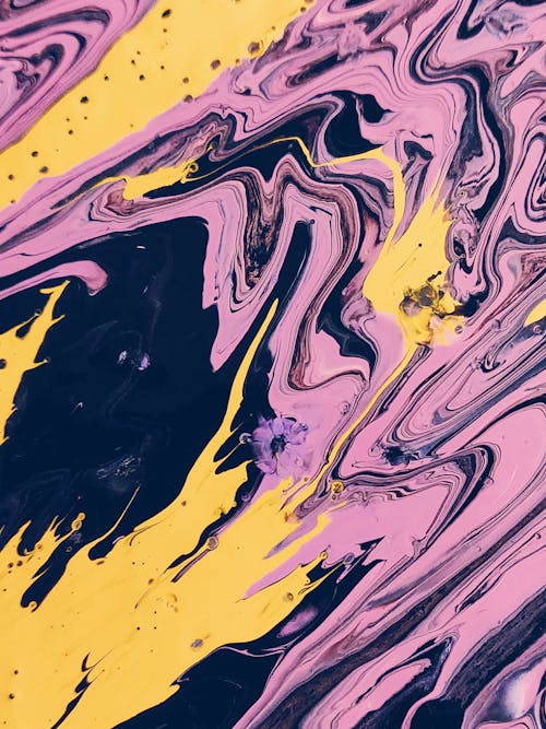 Free Pink, Black, and Yellow Abstract Painting Stock Photo