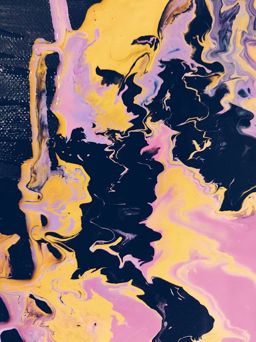 Free Pink, Black, and Yellow Abstract Painting Stock Photo