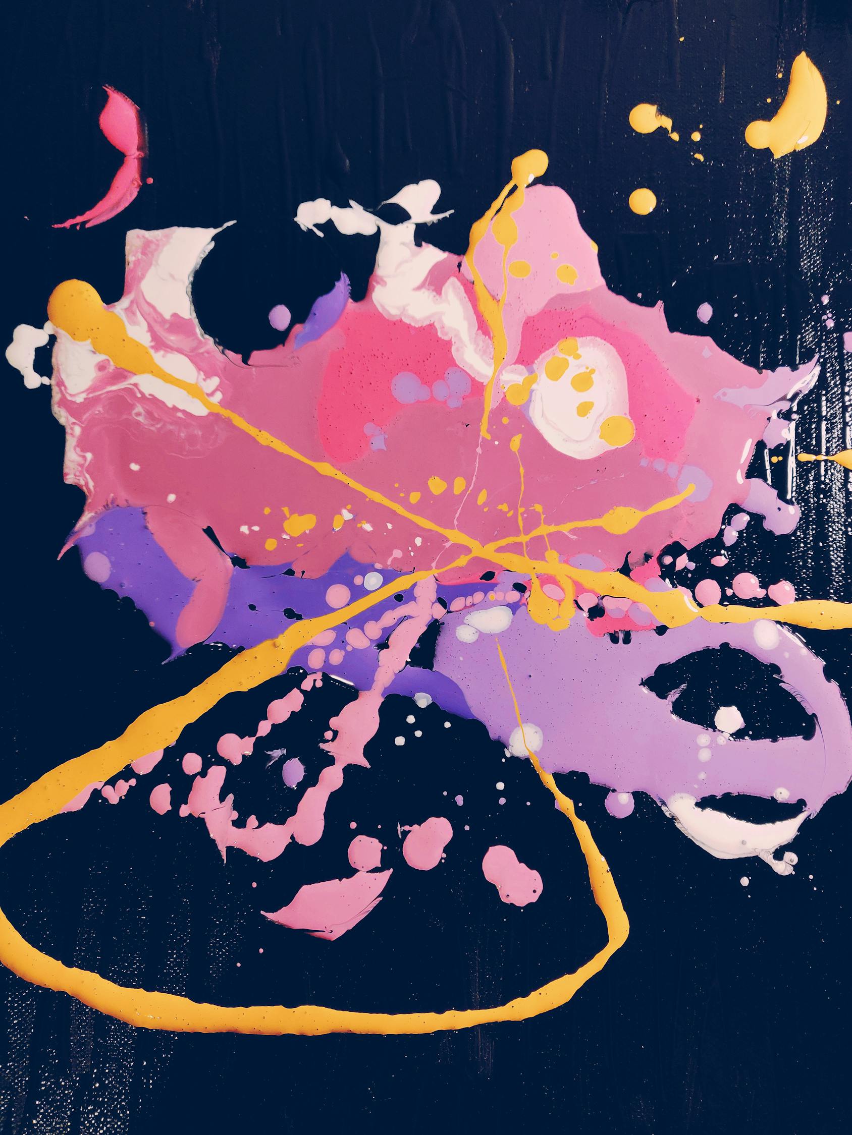 Pink, Yellow, and Purple Abstract Painting