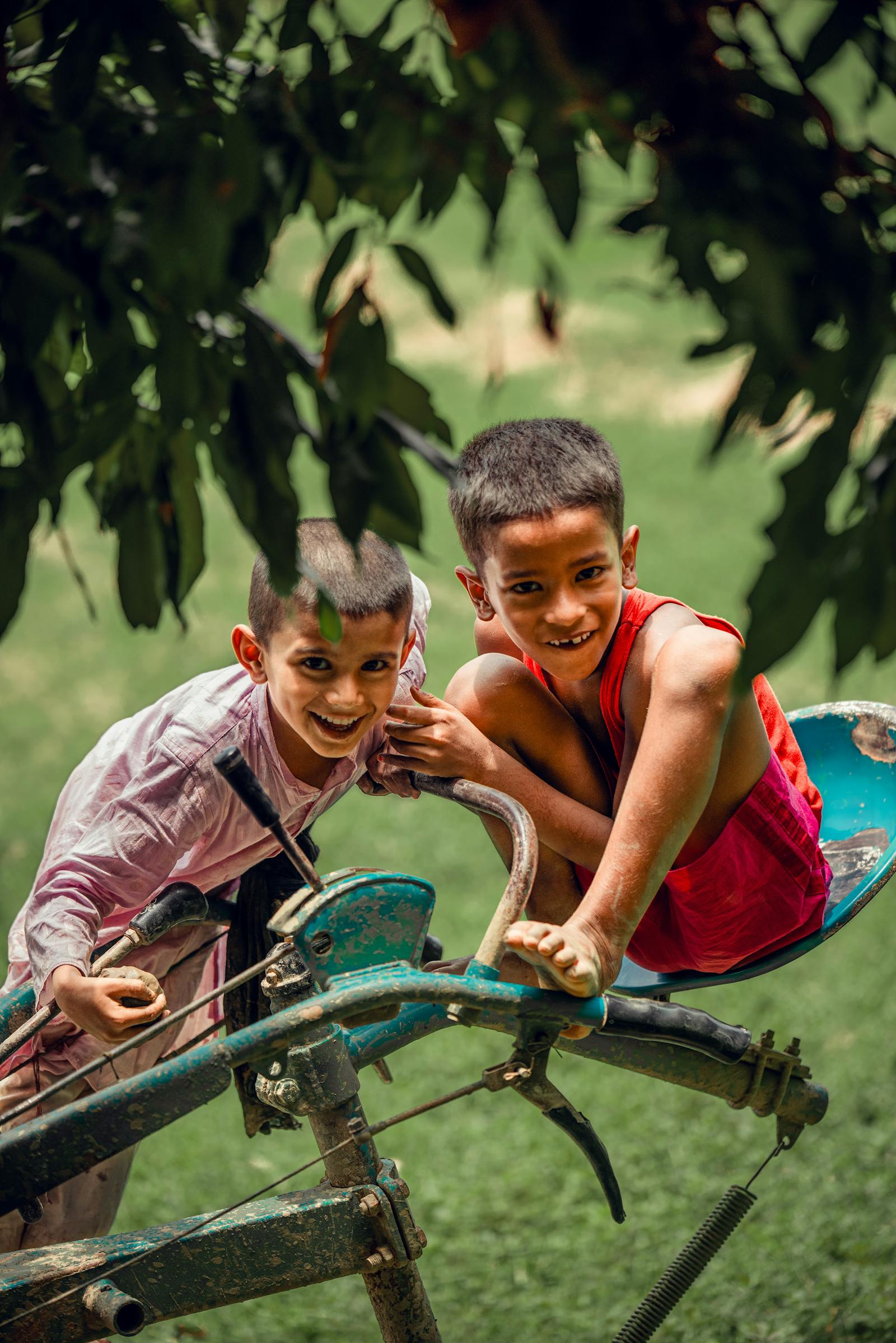 Joyful Bangladeshi boys on a playground