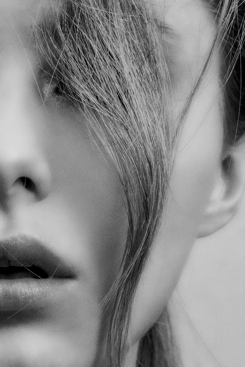 Grayscale Photo of Woman Close-up Photograph · Free Stock Photo