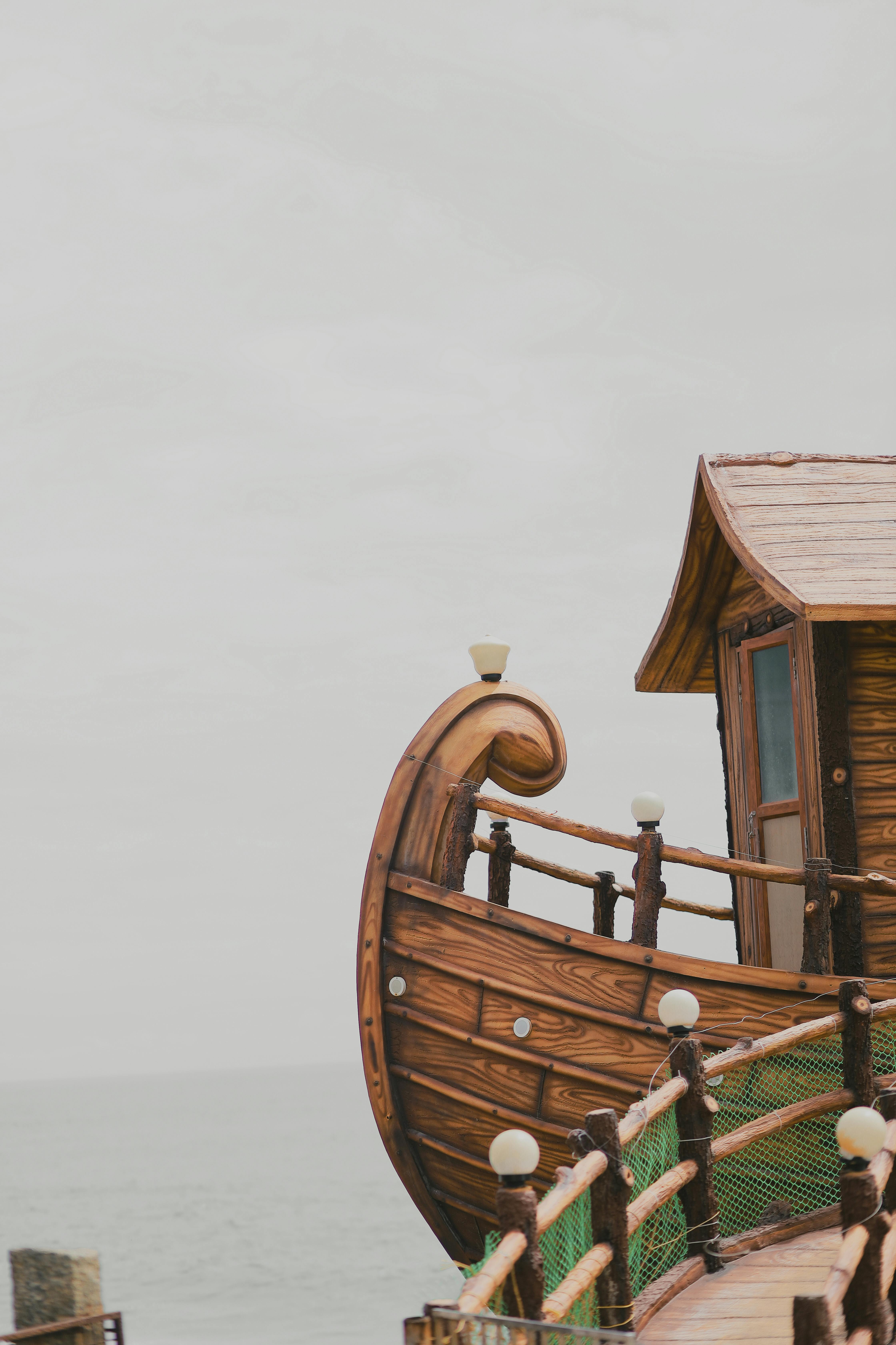 rustic wooden ship structure near kanniyakumari