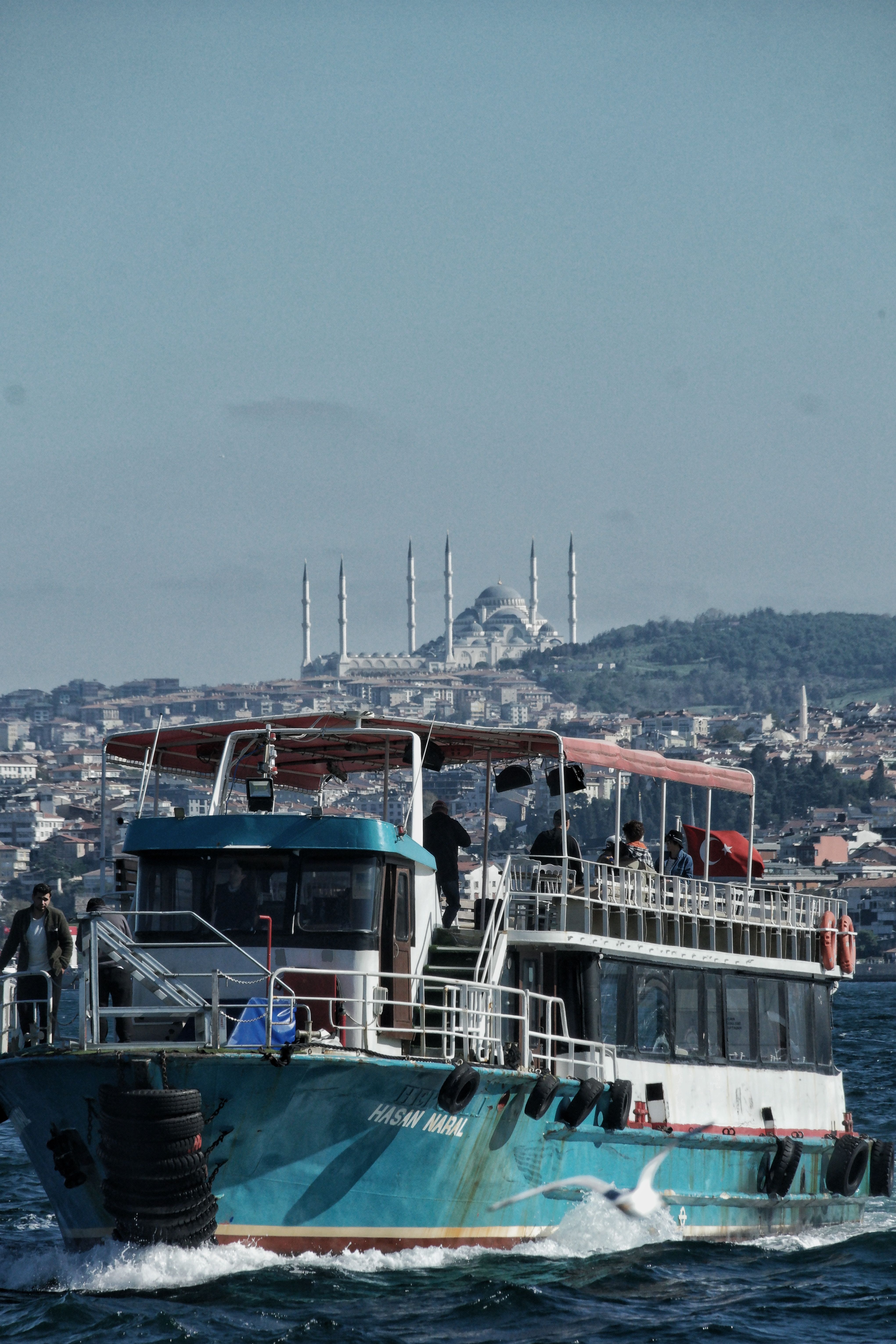 Ferry on Bosphorus with Istanbul Skyline · Free Stock Photo