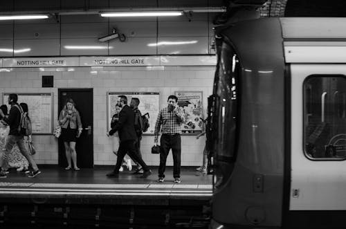Monochrome Photo Subway Train Station 