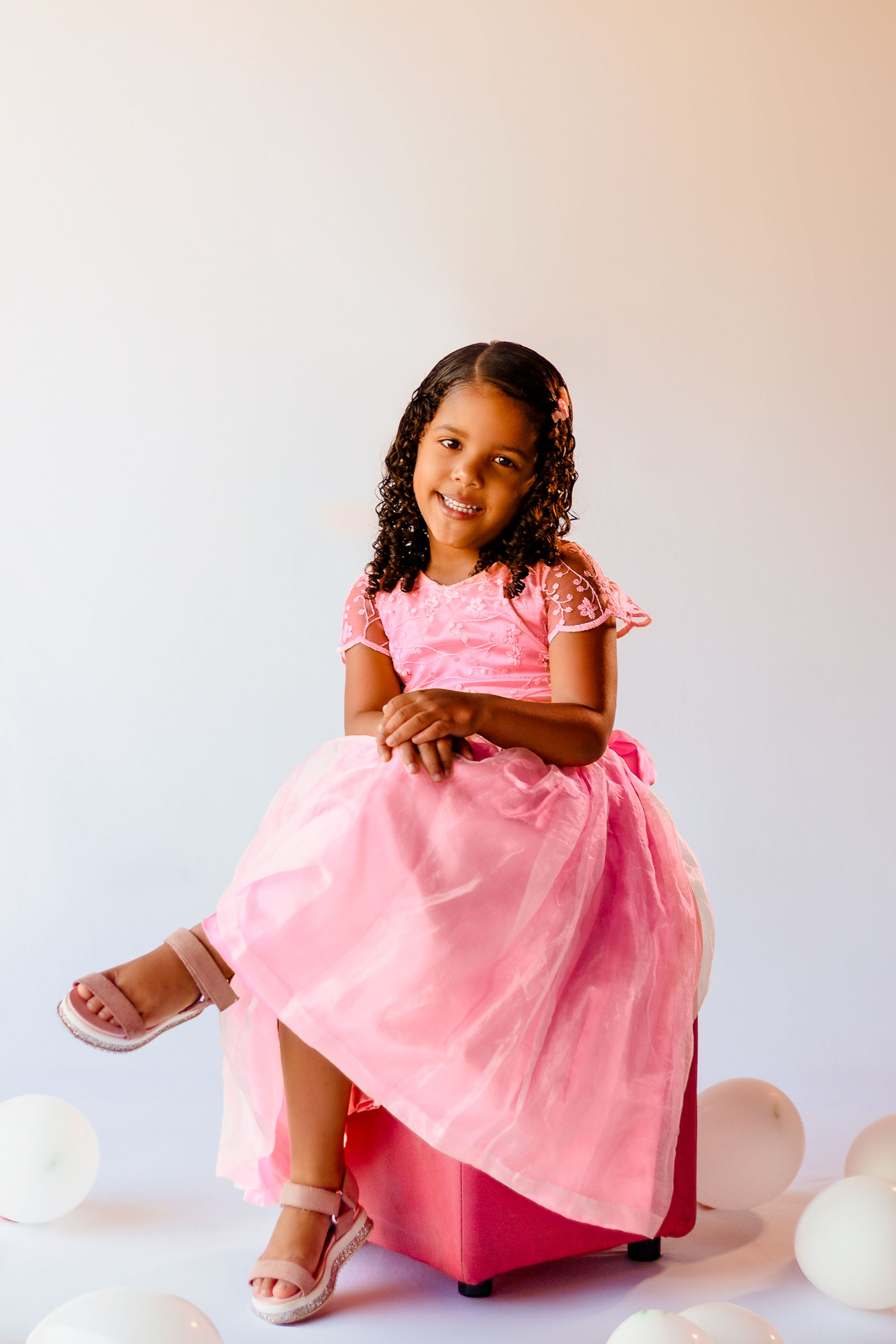 Charming Girl in Pink Dress with Balloons · Free Stock Photo