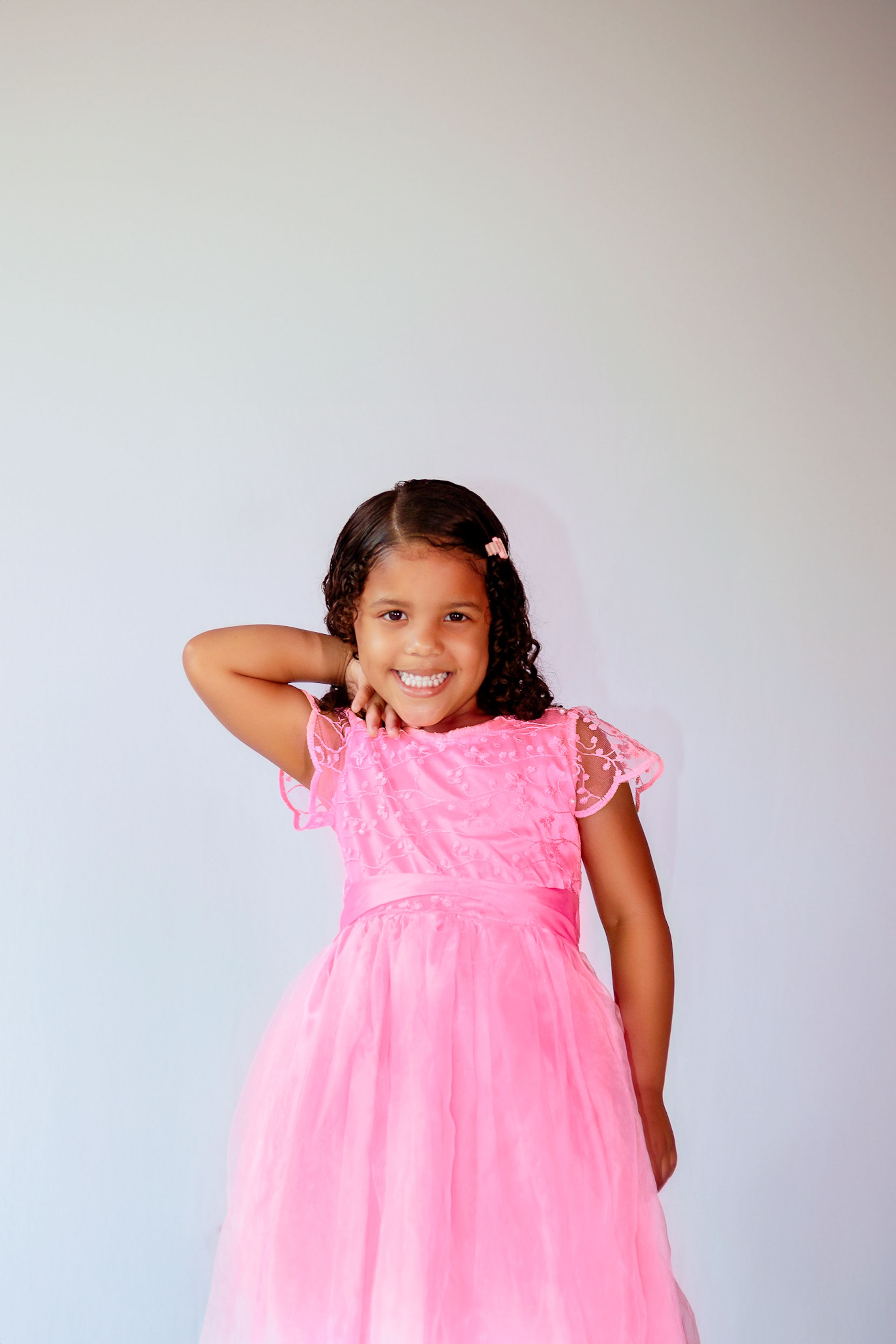 strapless open back dress Kids Nude Pink Princess Prom Dress CHK226