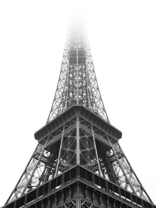Free Stunning black and white view of the iconic Eiffel Tower in Paris. Stock Photo