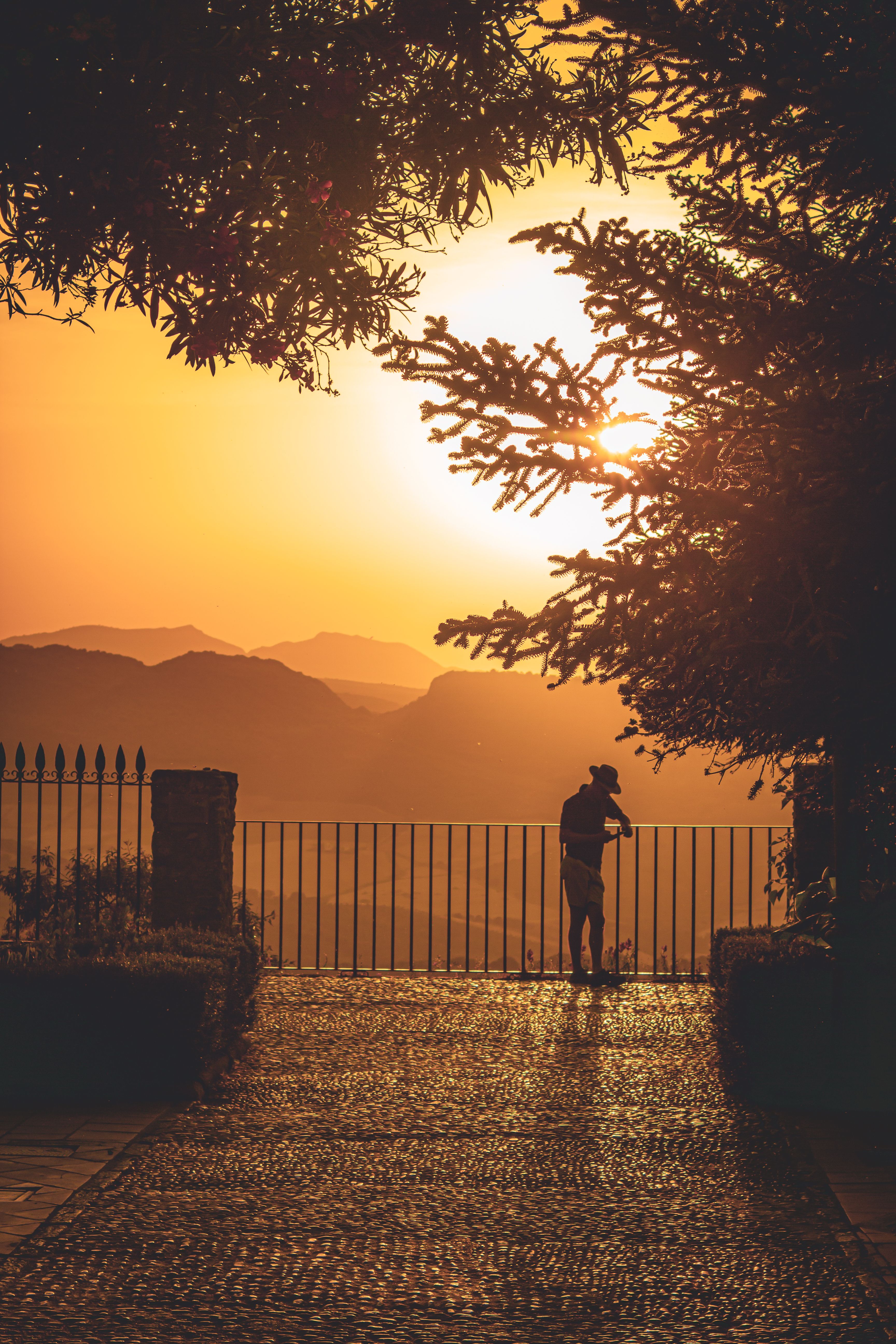 Silhouette of Photographer at Sunset in Ronda · Free Stock Photo