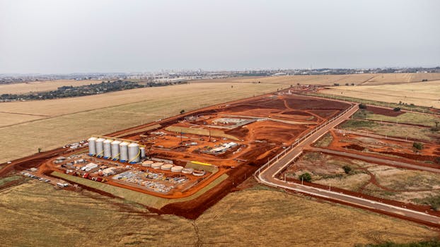 Explore this aerial shot of an expansive construction site in Londrina, Brazil, showcasing ongoing industrial development.