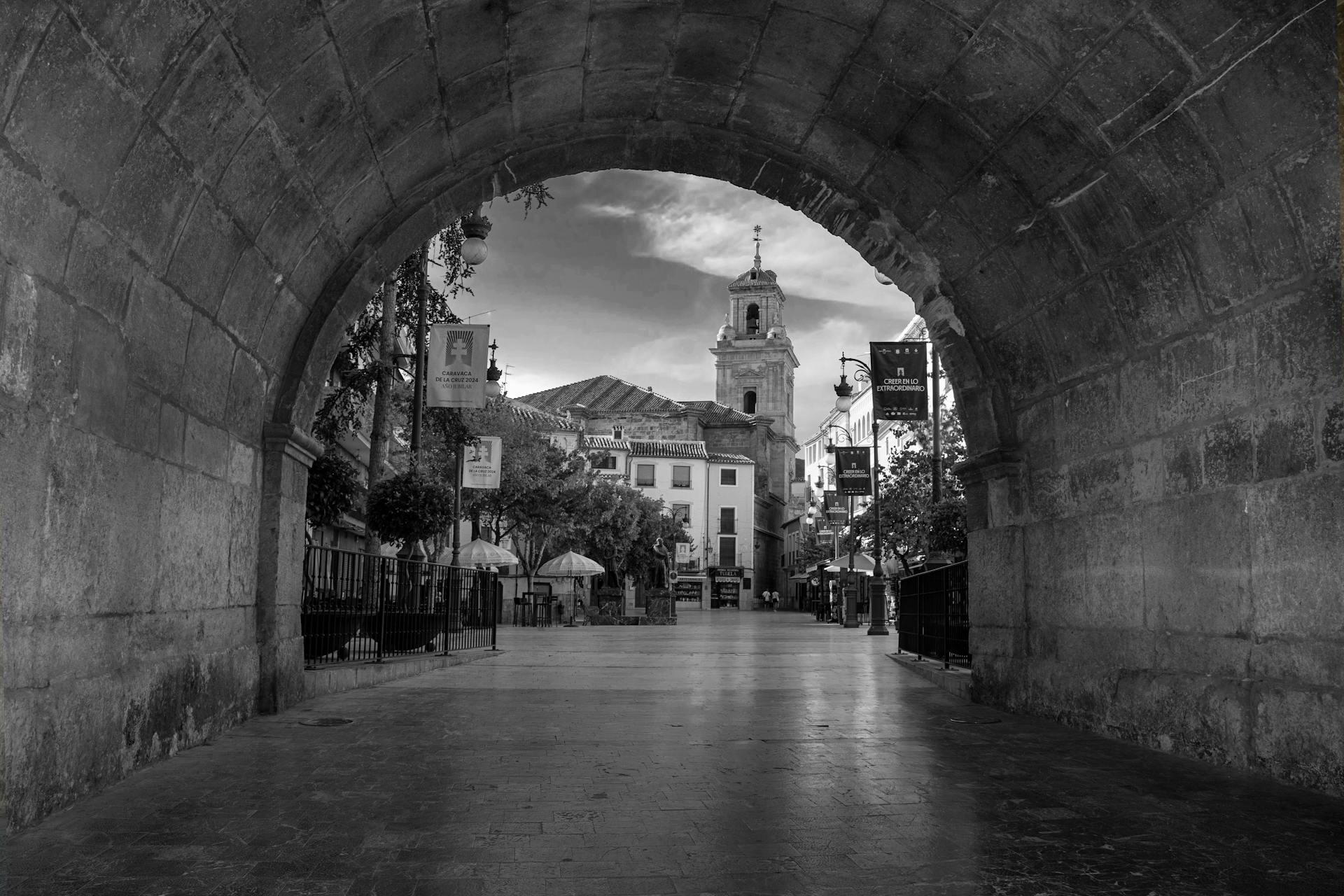 Historic Arched Tunnel View of Spanish Plaza