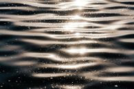 Sunlit reflections create a serene pattern on rippling water, evoking tranquility.