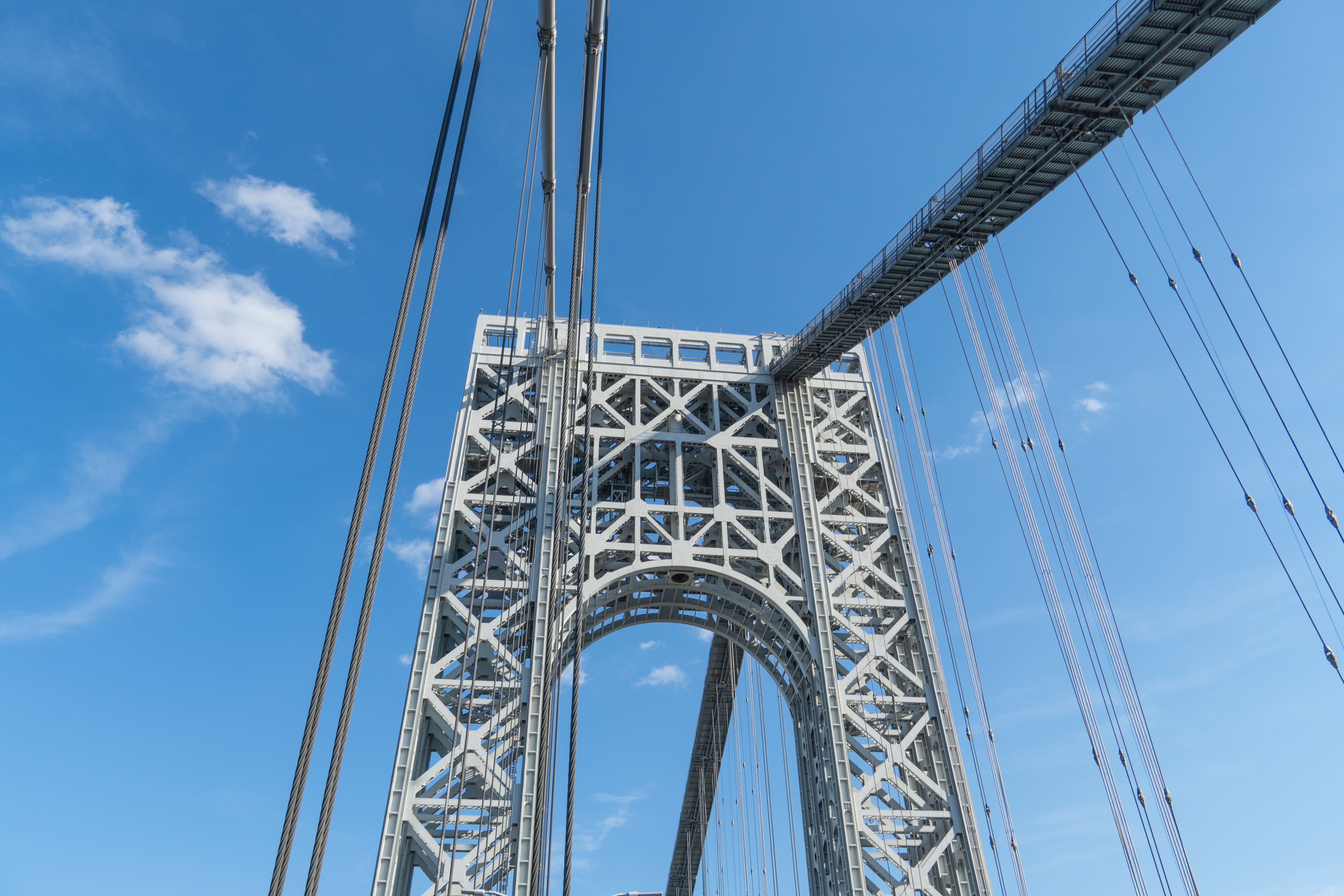 Iconic George Washington Bridge Structure Against Blue Sky · Free Stock ...