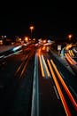 Long Exposure Night Highway Traffic Light Streaks