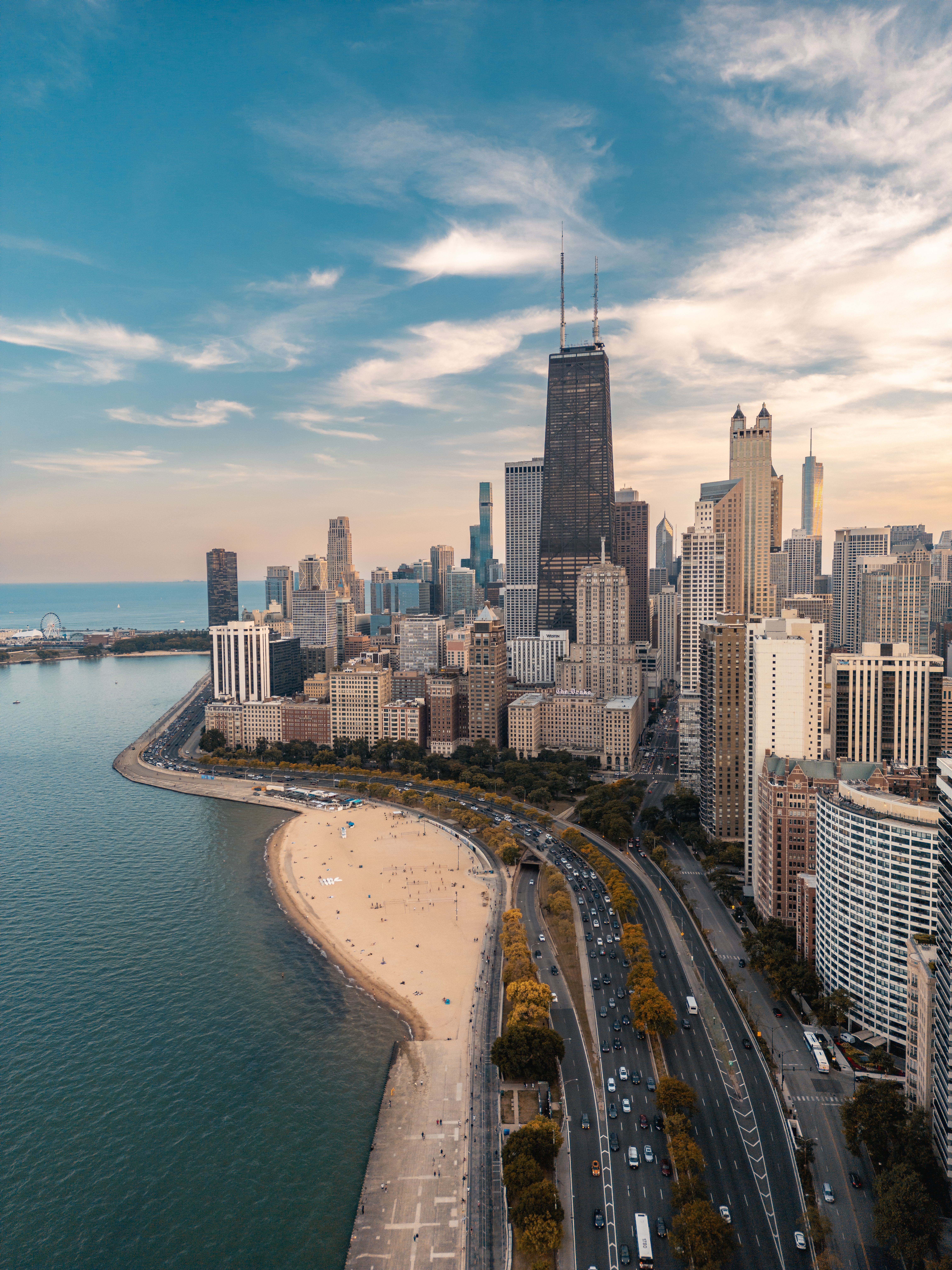 Aerial View of Chicago Skyline and Lakefront · Free Stock Photo