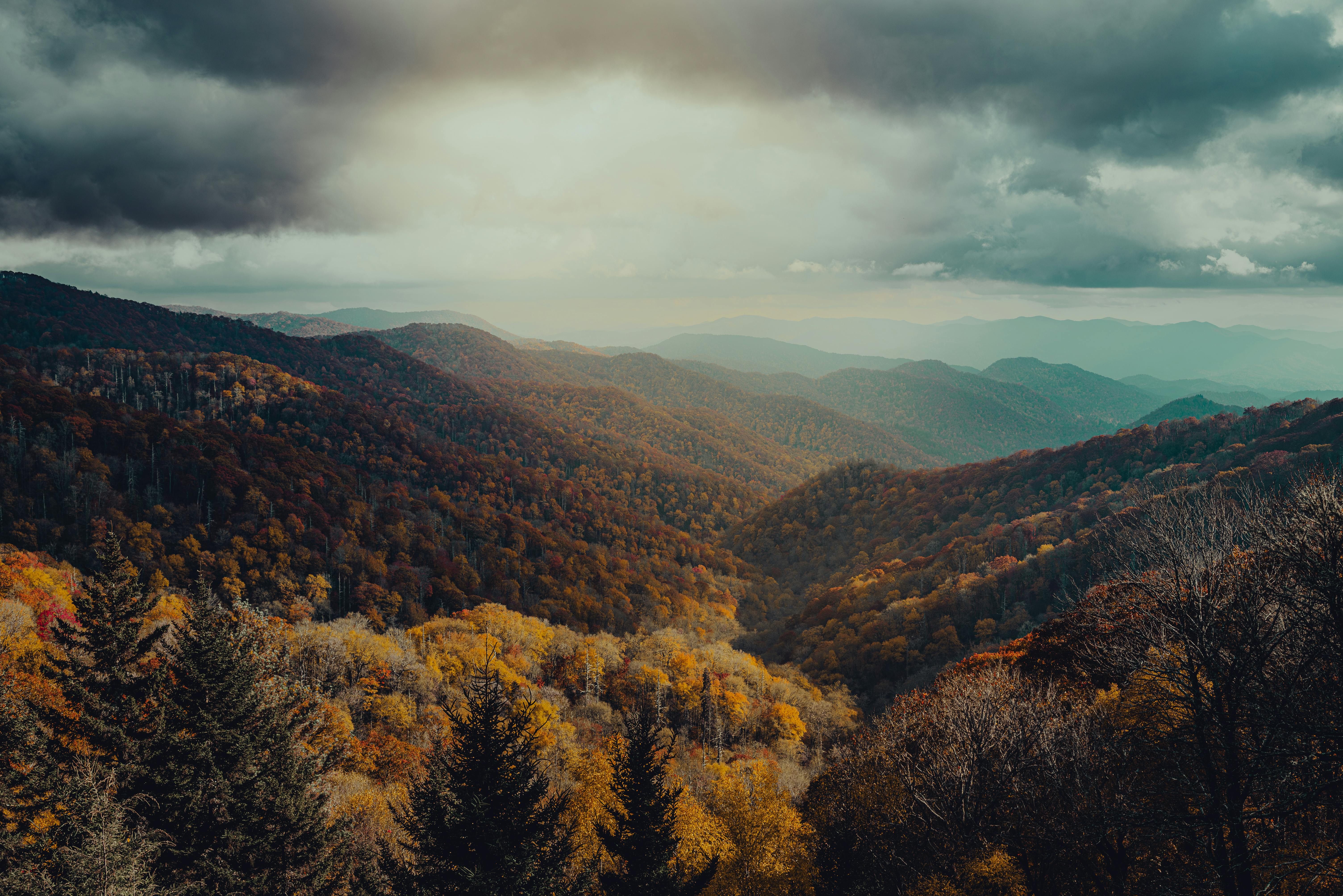 breathtaking autumn view of mountain ranges