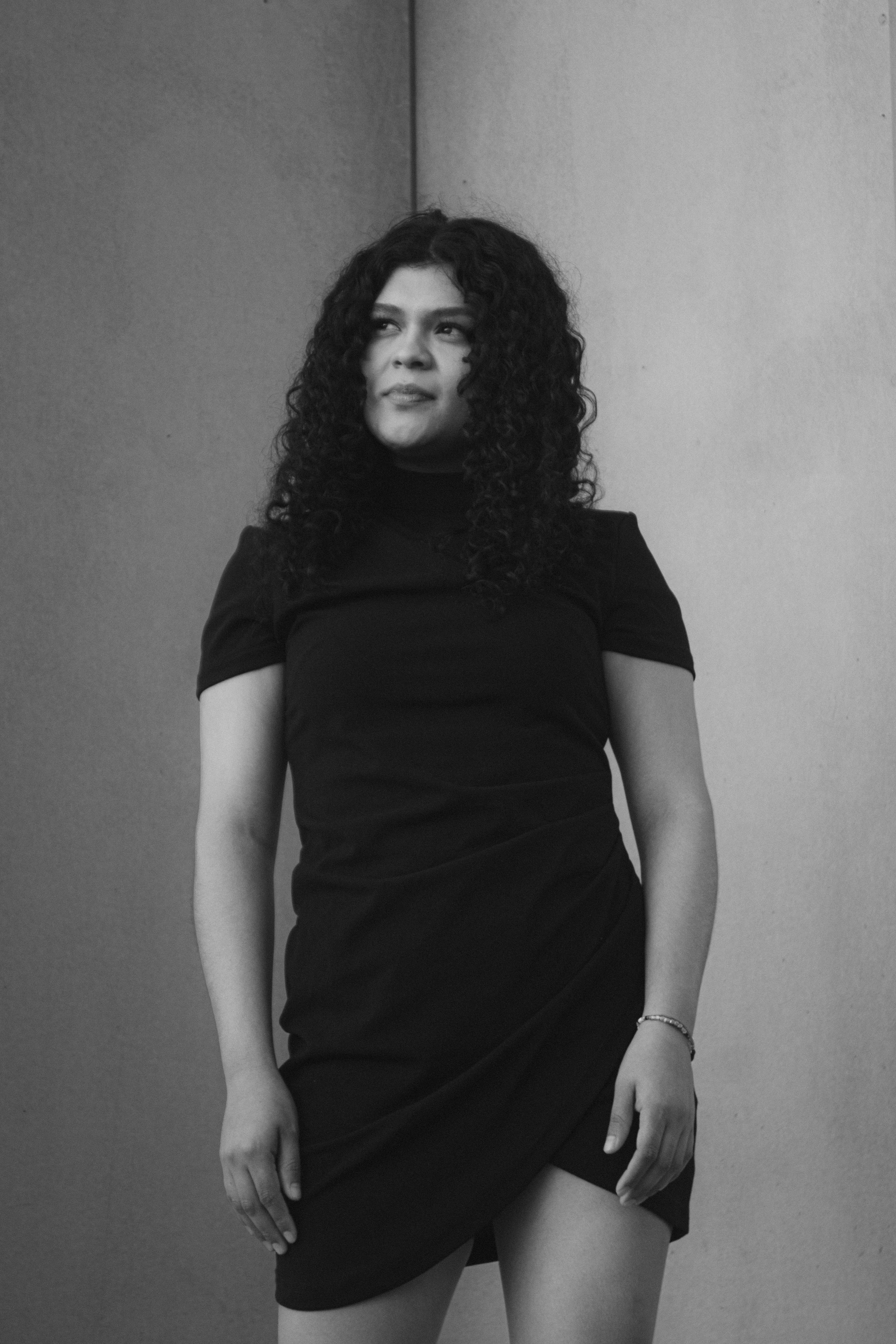Black Short-Sleeve Midi Dress