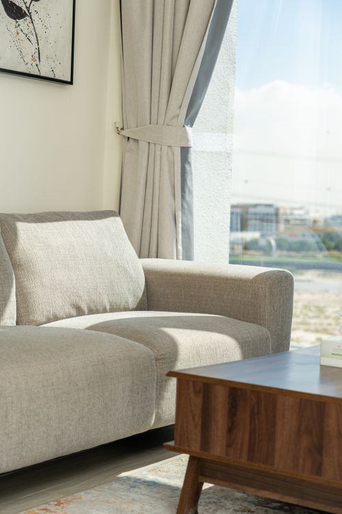 Modern Living Room Interior with Beige Sofa · Free Stock Photo
