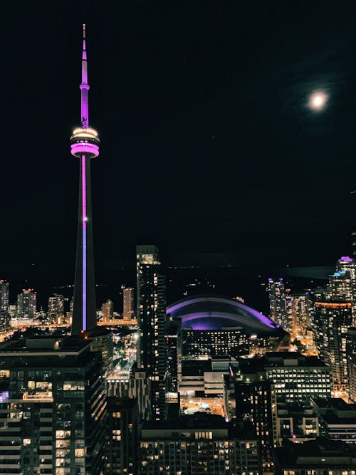 Kostnadsfri bild av cn tower, kanada, natt