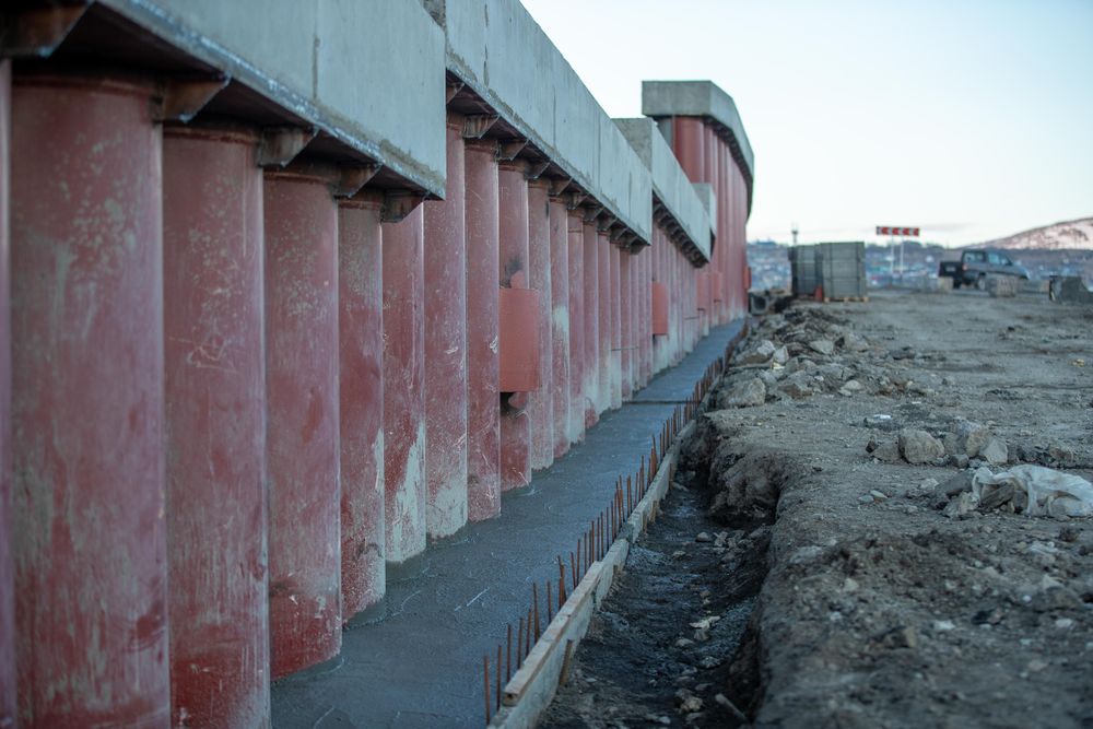 Concrete foundation construction site